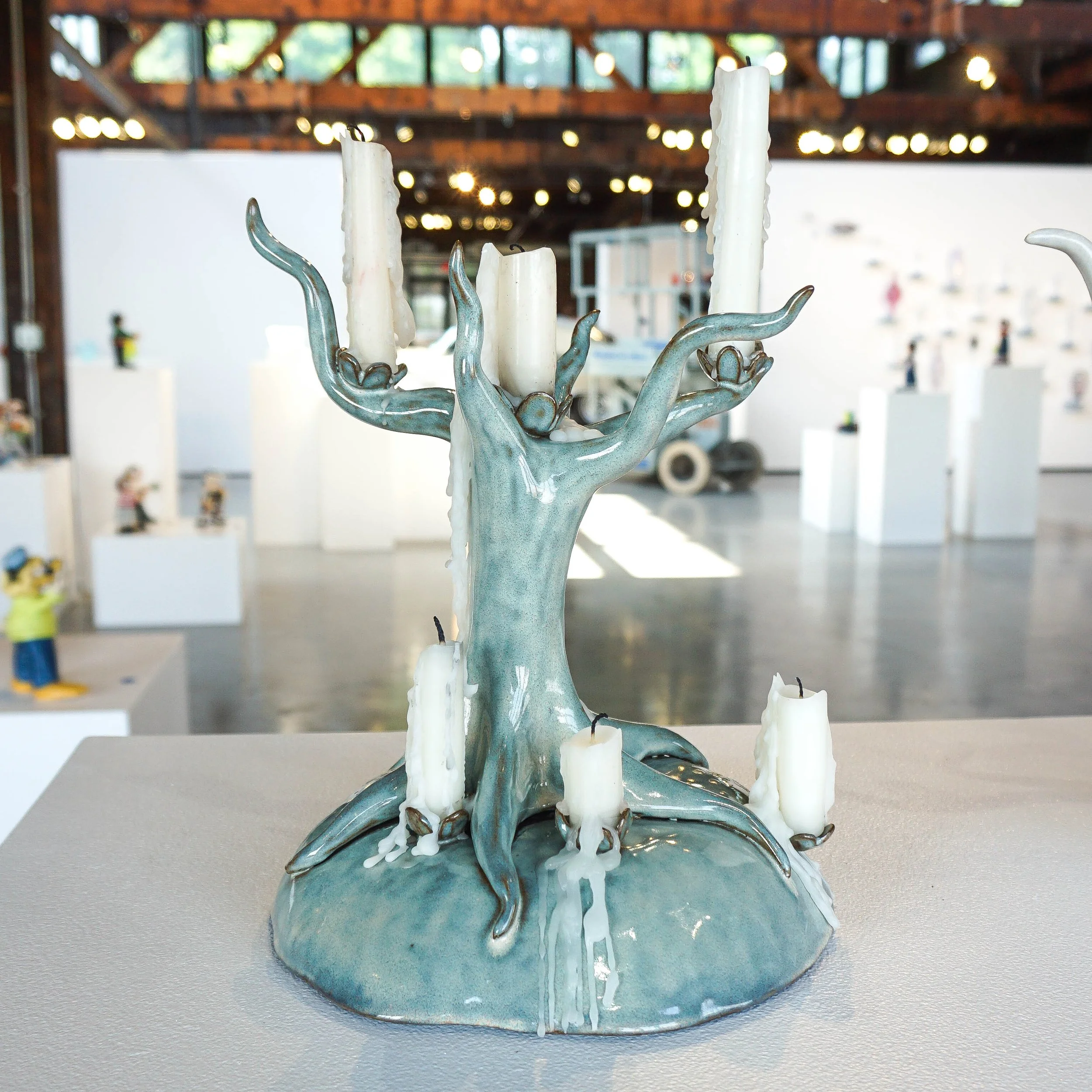 Zoey McLeod, "Blue Tree with White Candles"