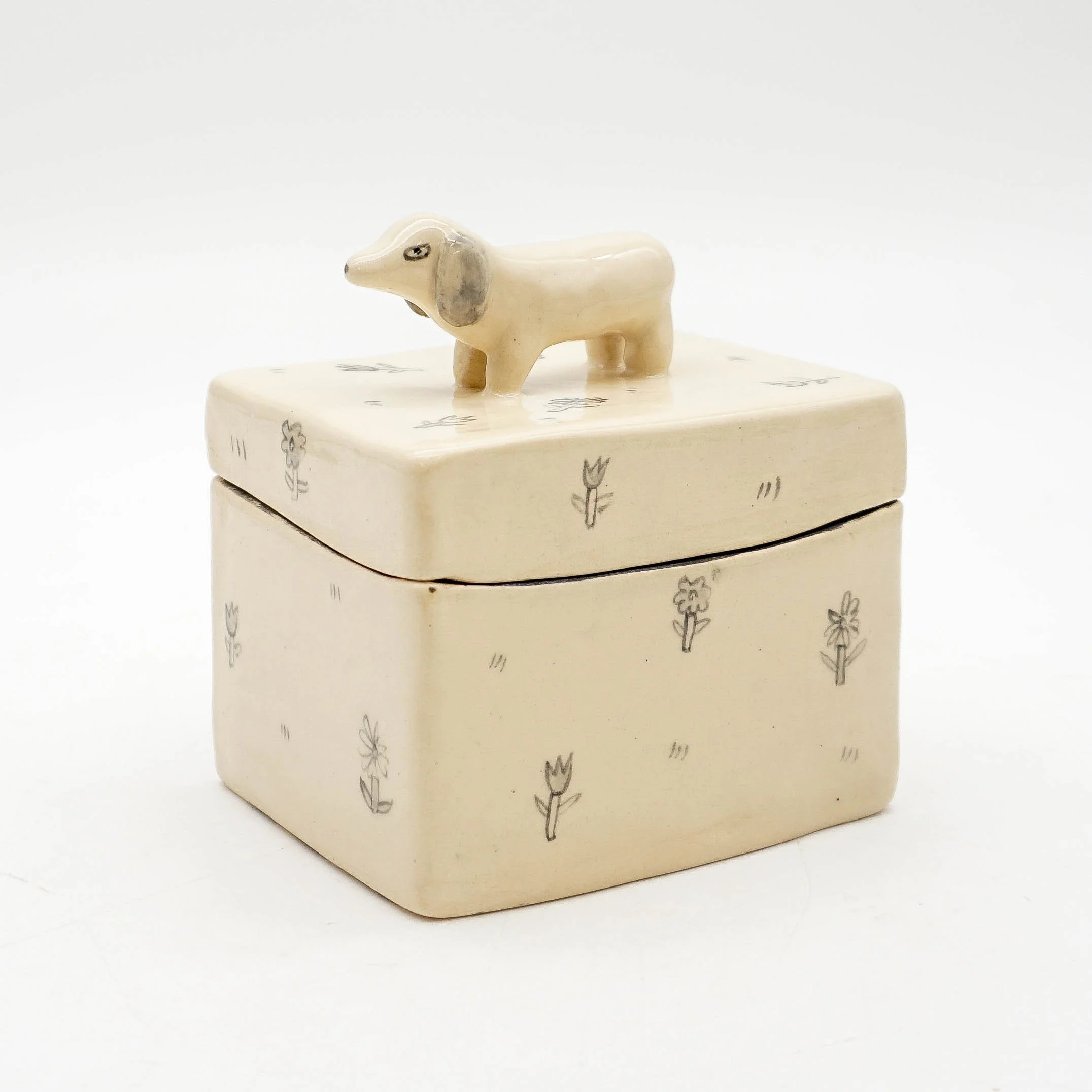 Trinket Box - White Dog