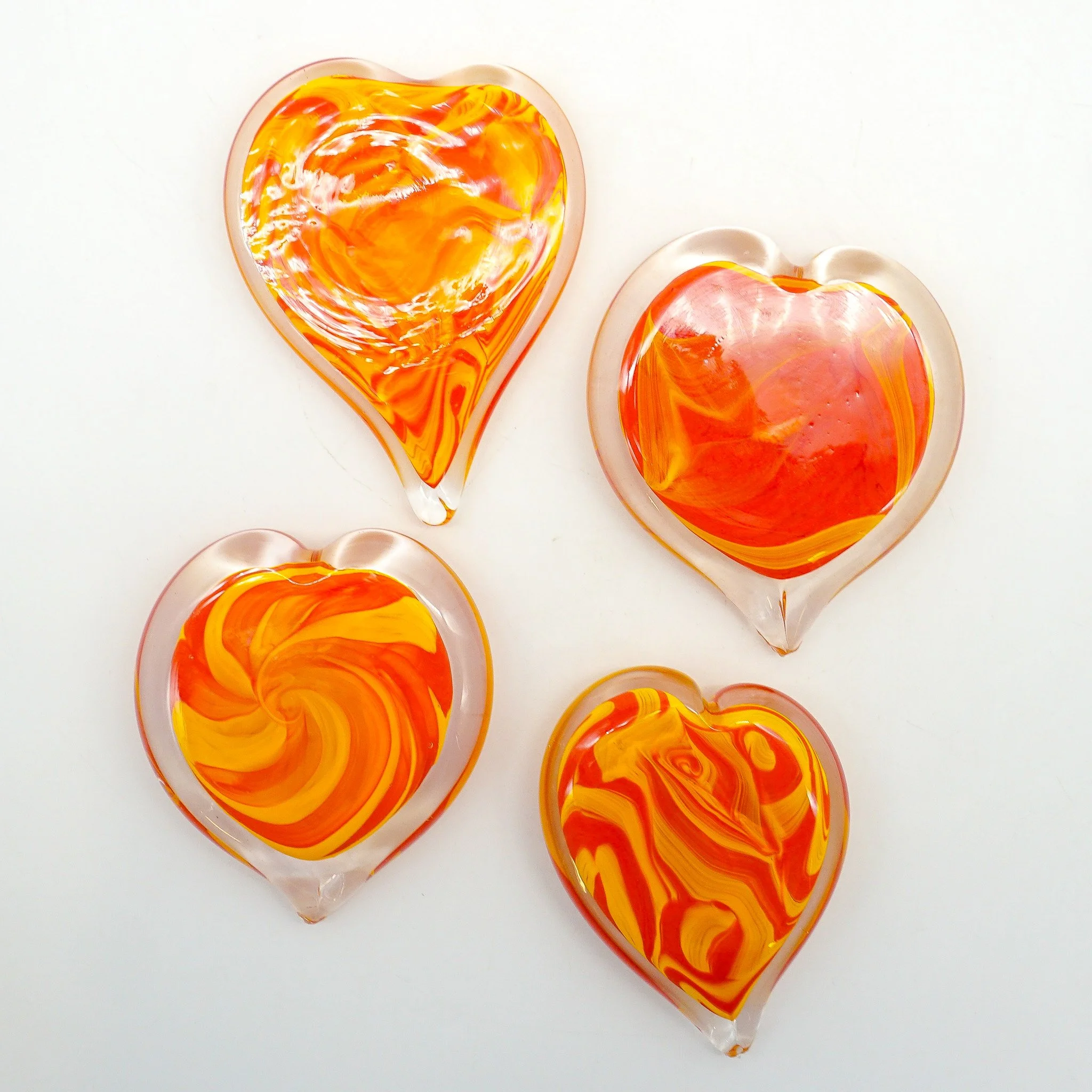 Large Glass Heart - Red & Yellow