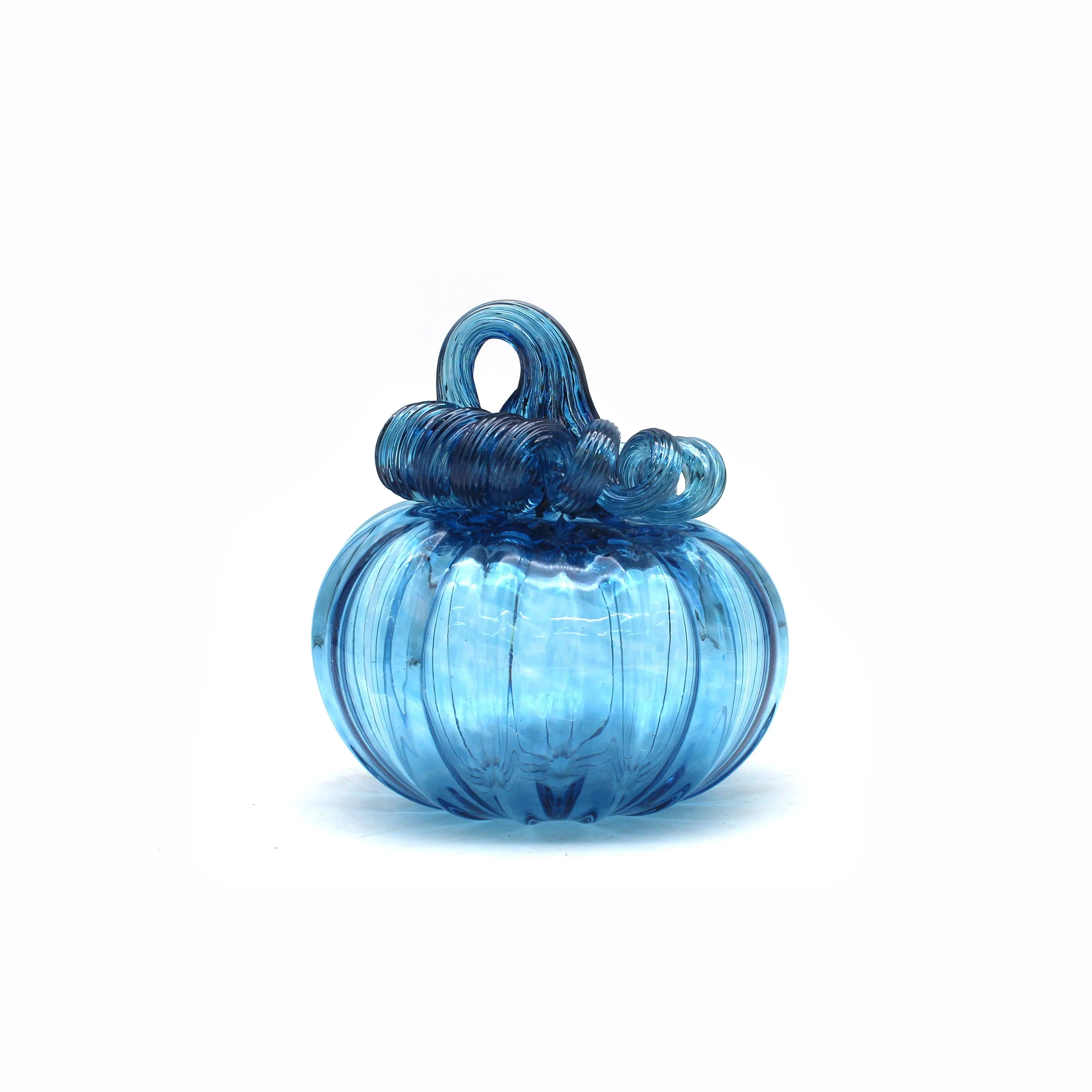 Glass Pumpkin - Blue with Blue Stem