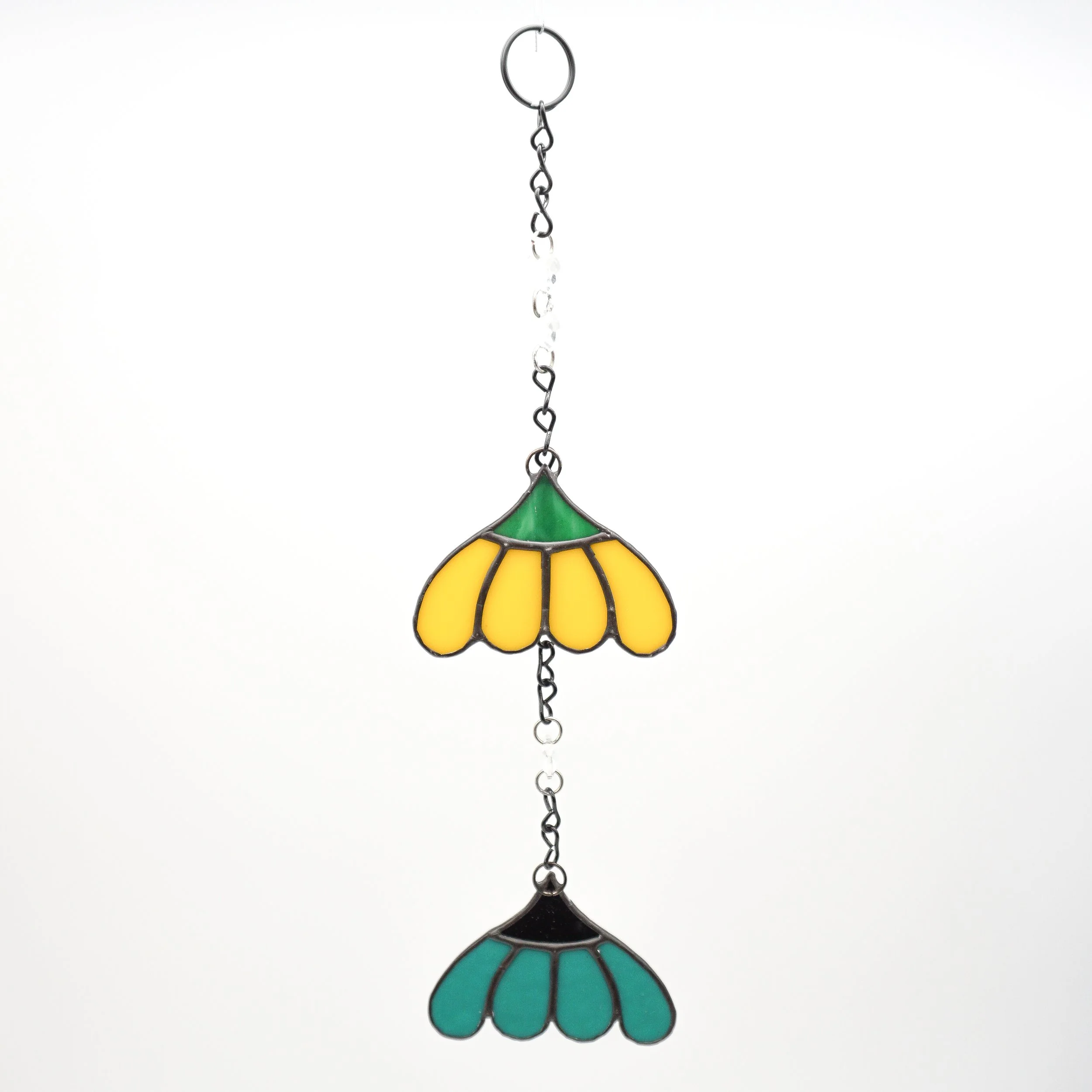 Double Bloom Flower Mobile - Yellow and Teal