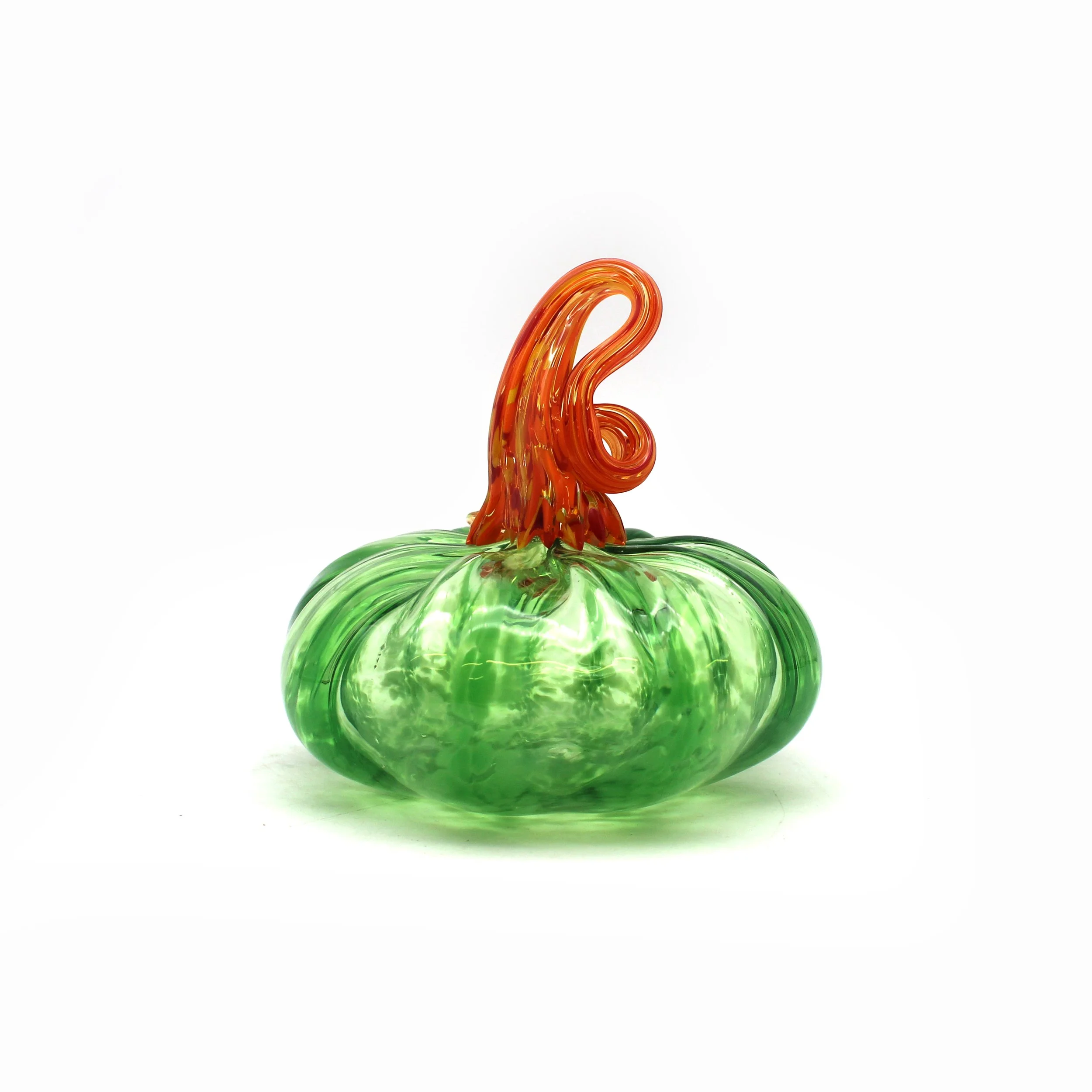 Glass Pumpkin - Green with Orange Stem