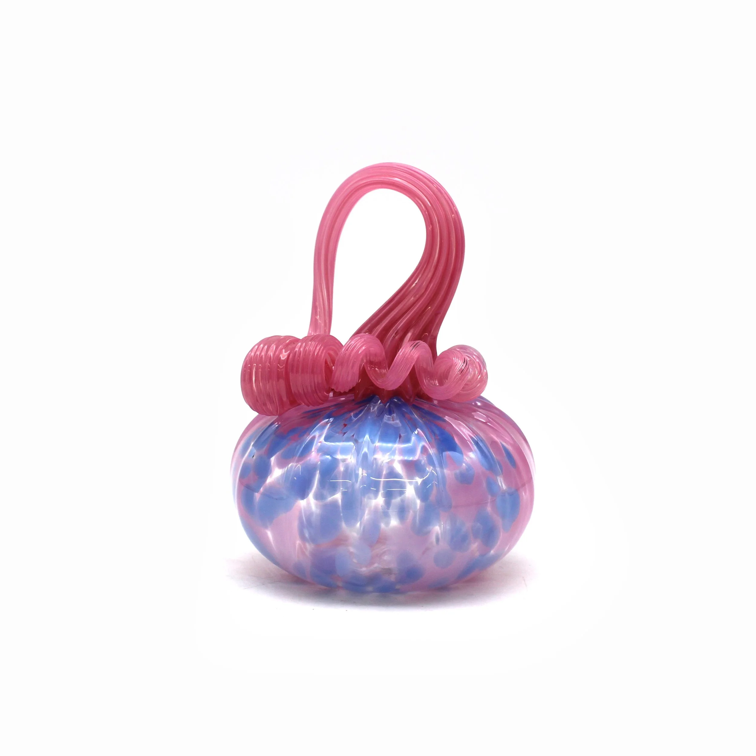 Glass Pumpkin - Pink & Blue with Pink Stem
