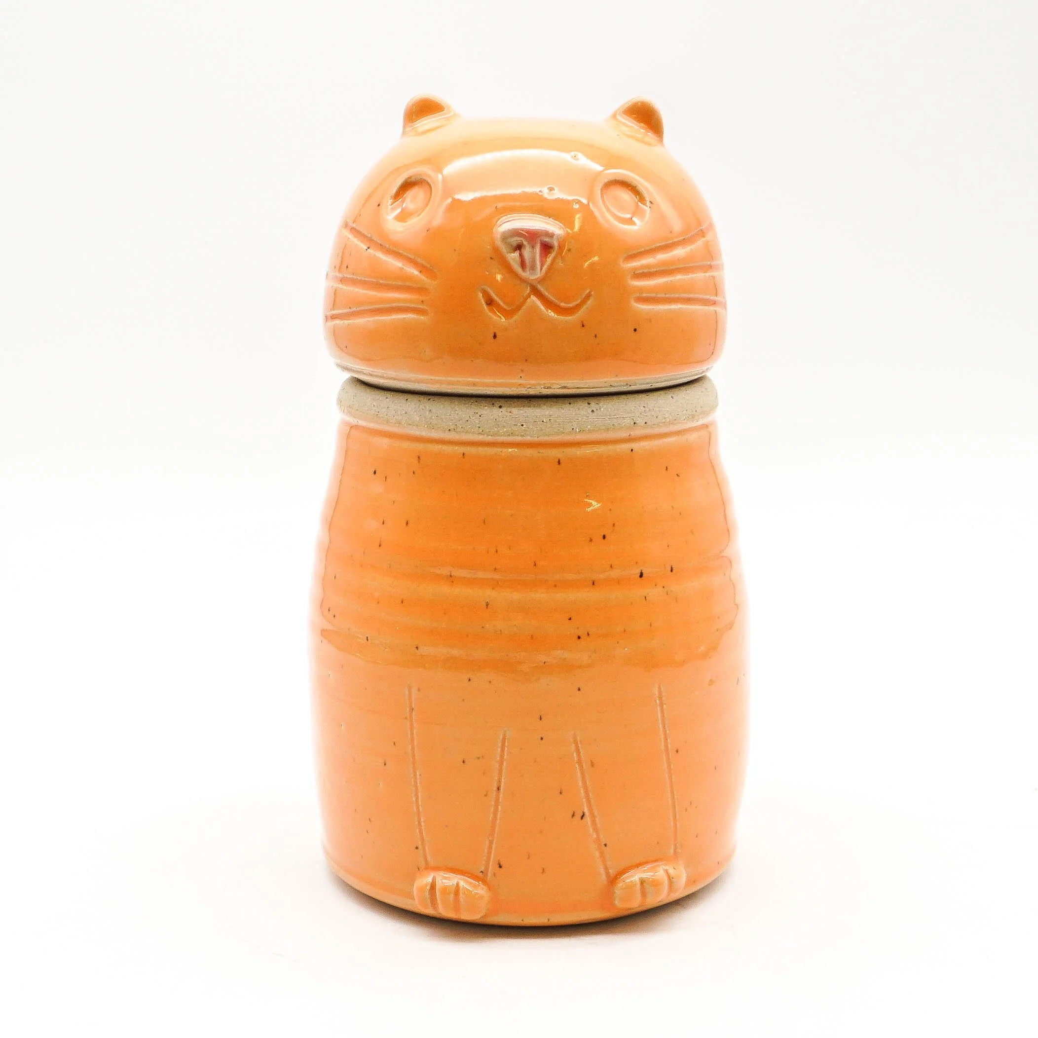 Tall Cat Urn - Orange
