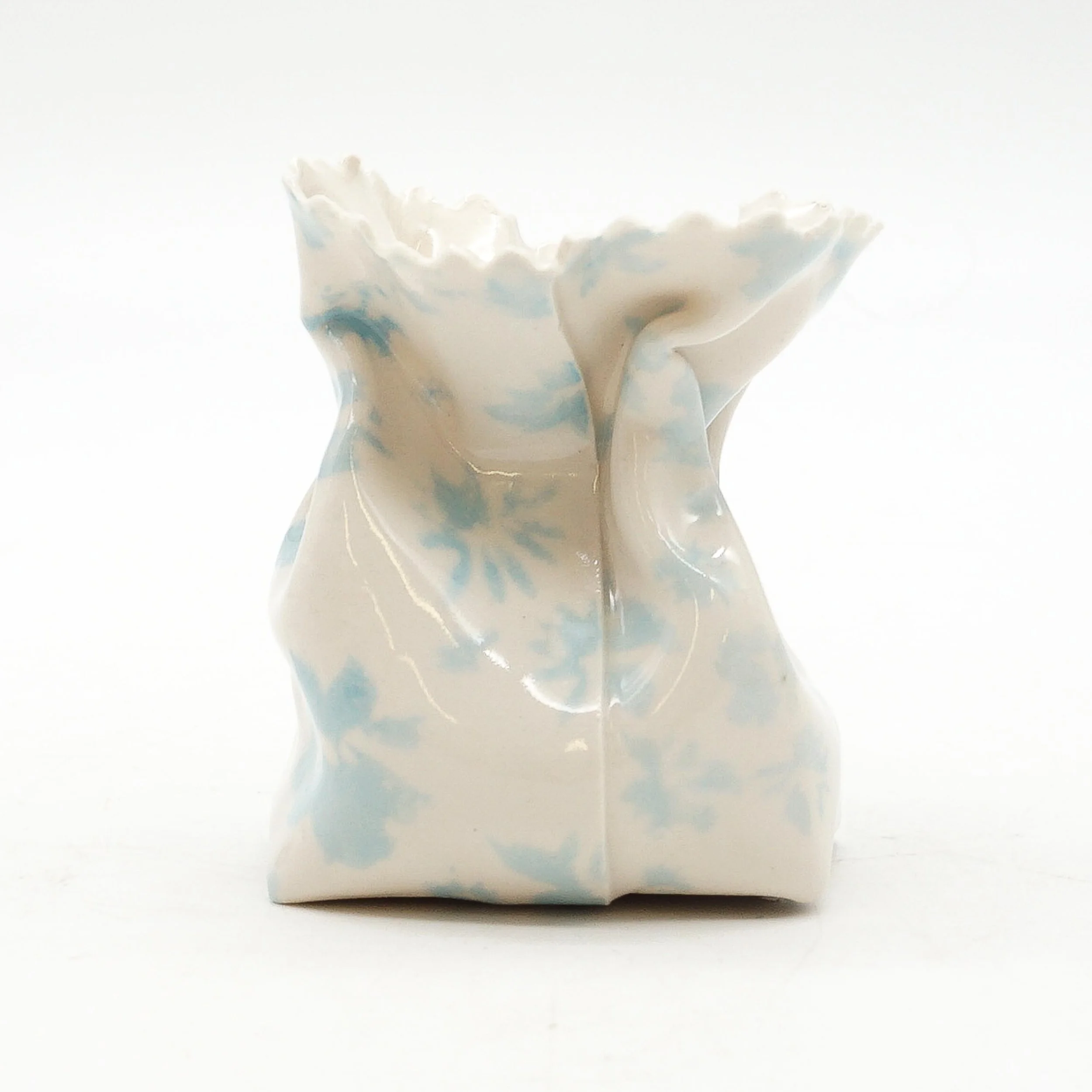 White Bag with Blue Flowers