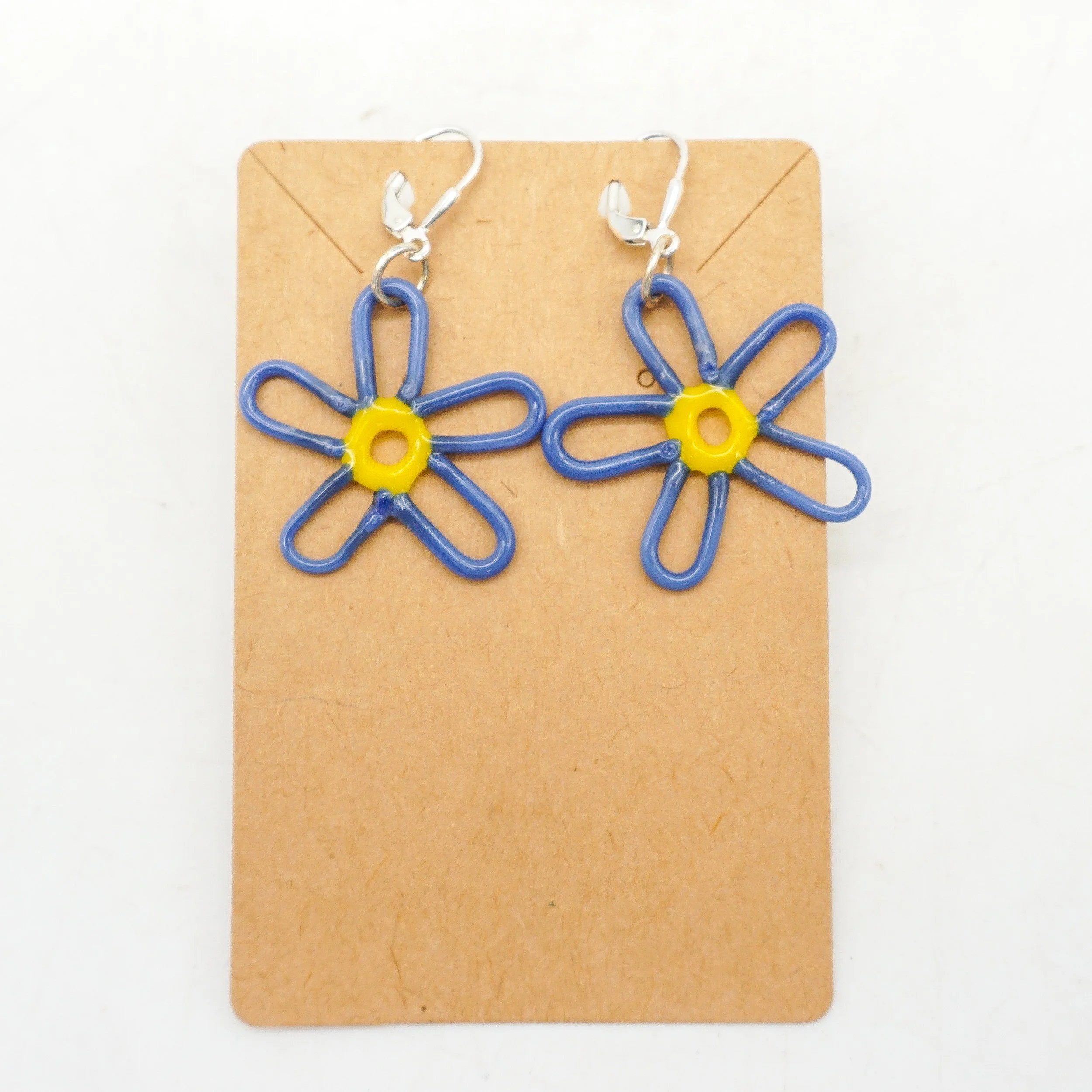 Single Blue Daisy Earrings