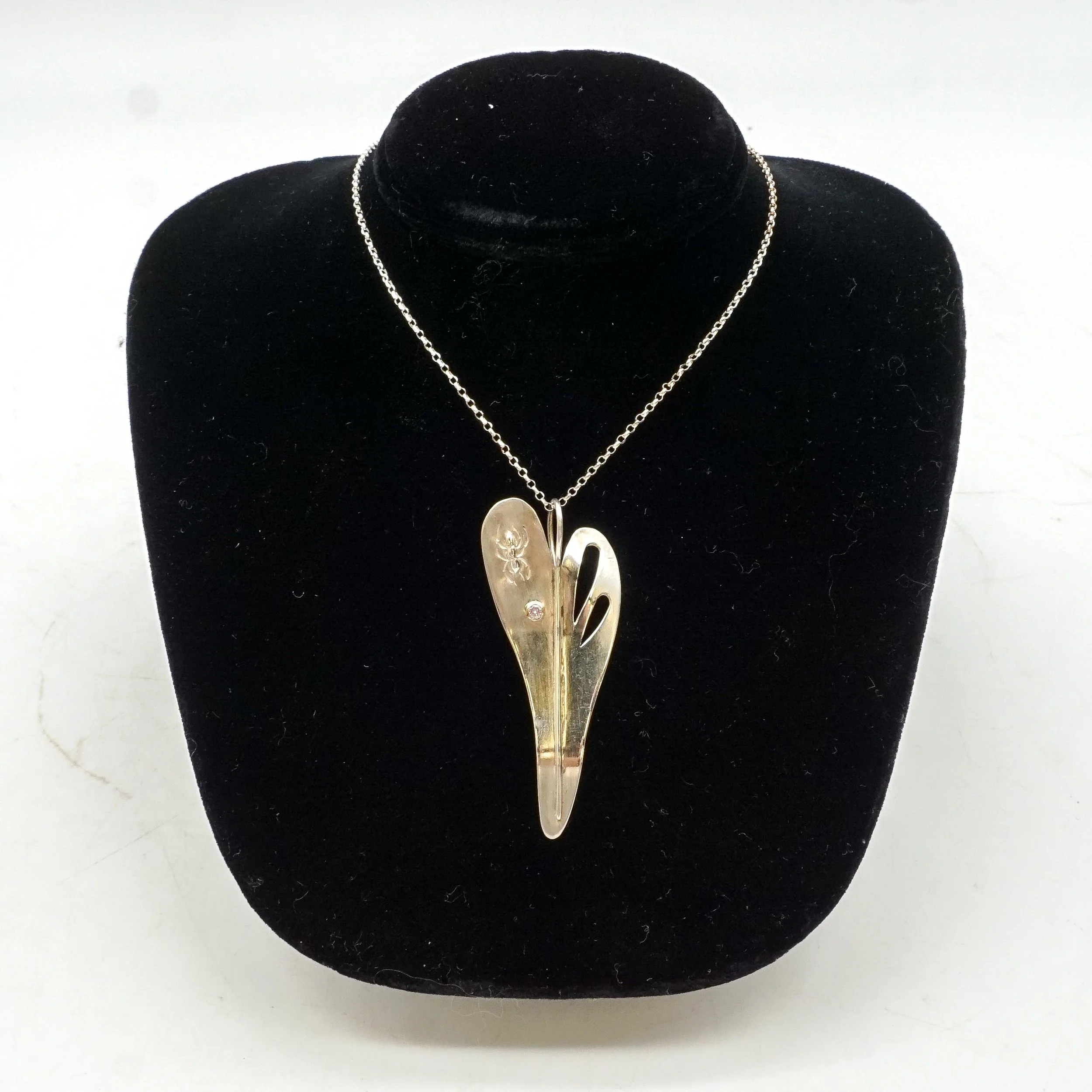 Calla Lilly Pendant with Small Diamond