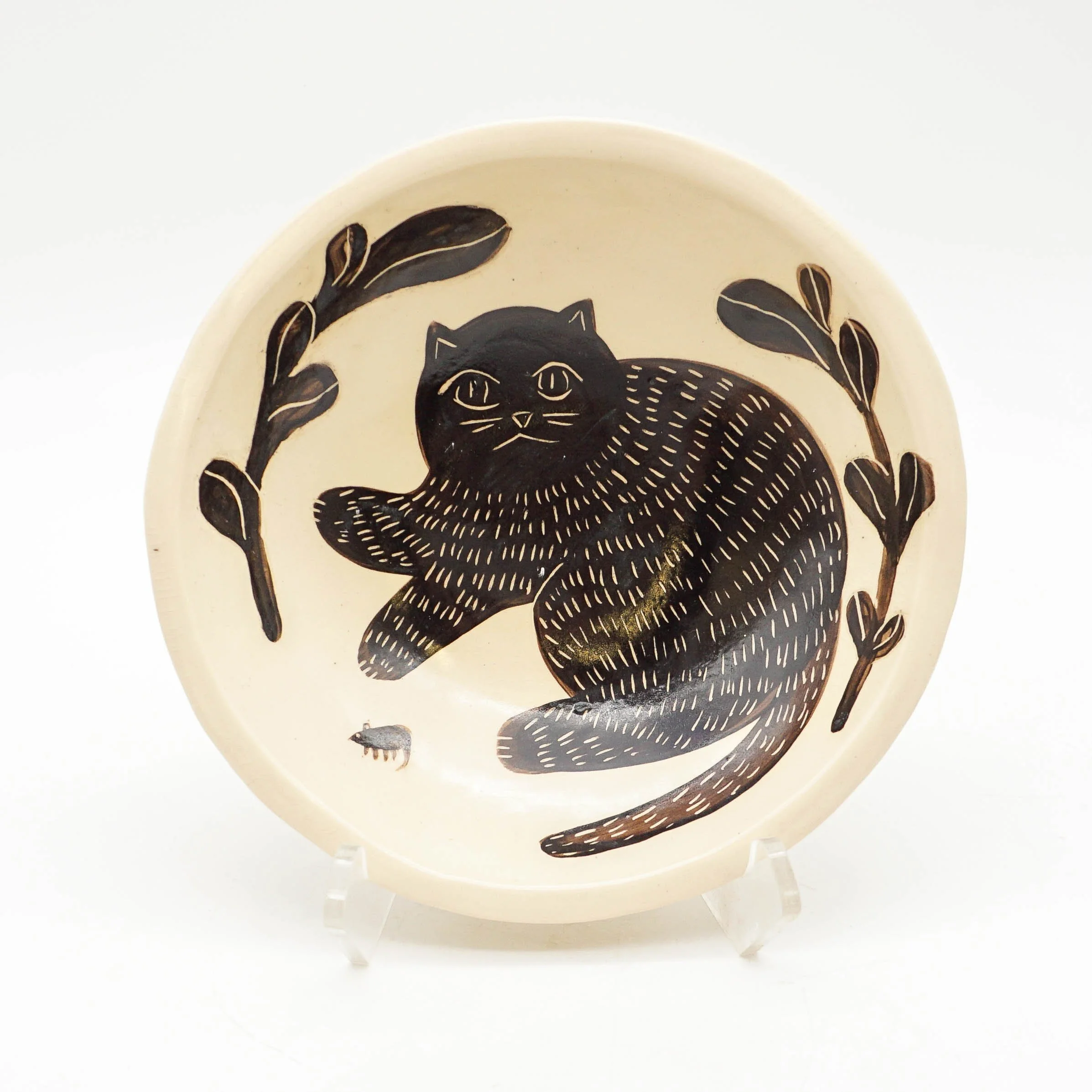 Sgraffito Cat Bowl