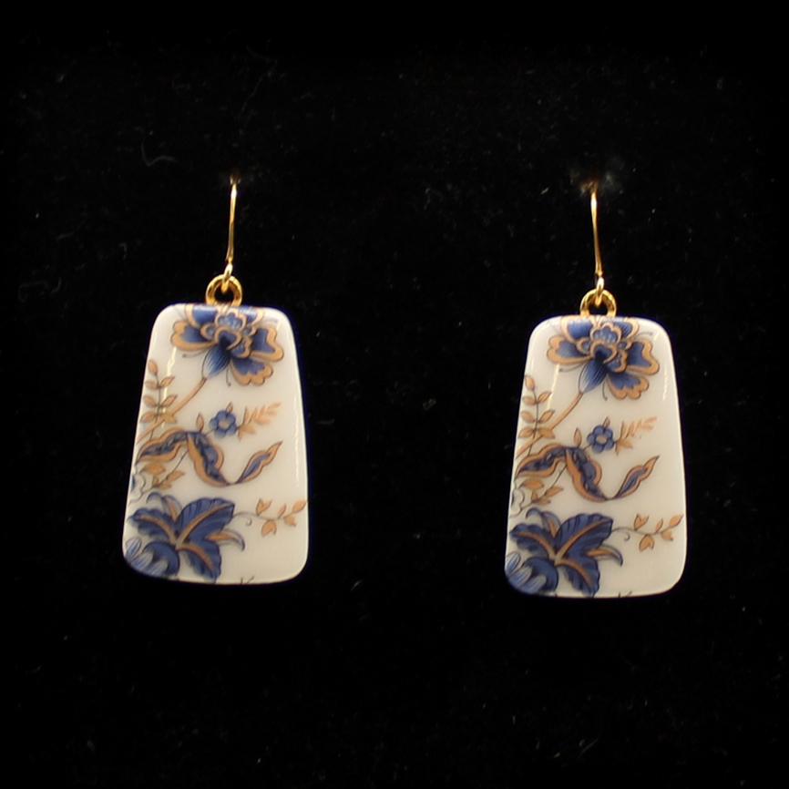 Dangles, Blue and Gold Vintage Flower Decals