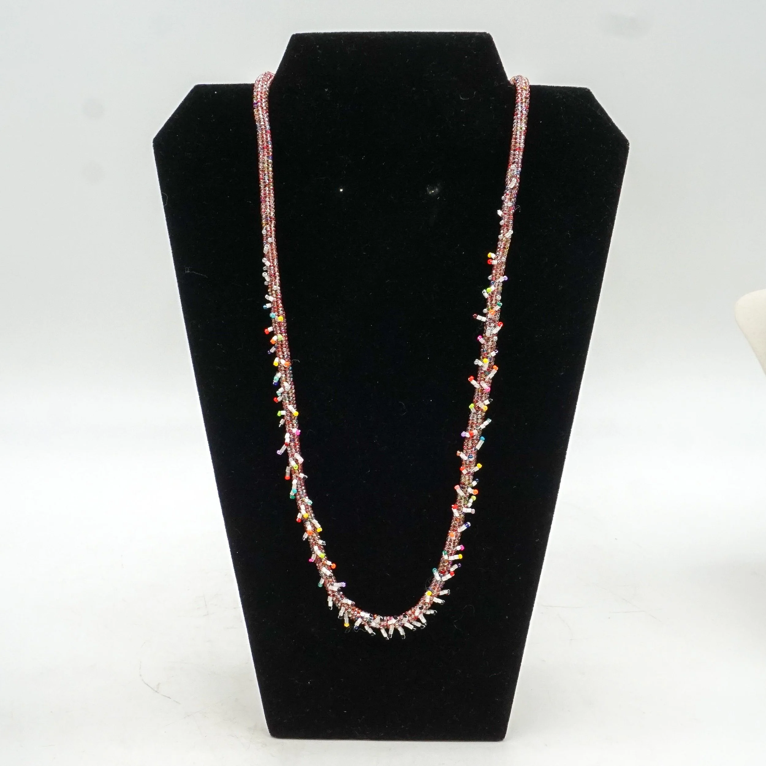 Pink Bead Necklace with Dangles
