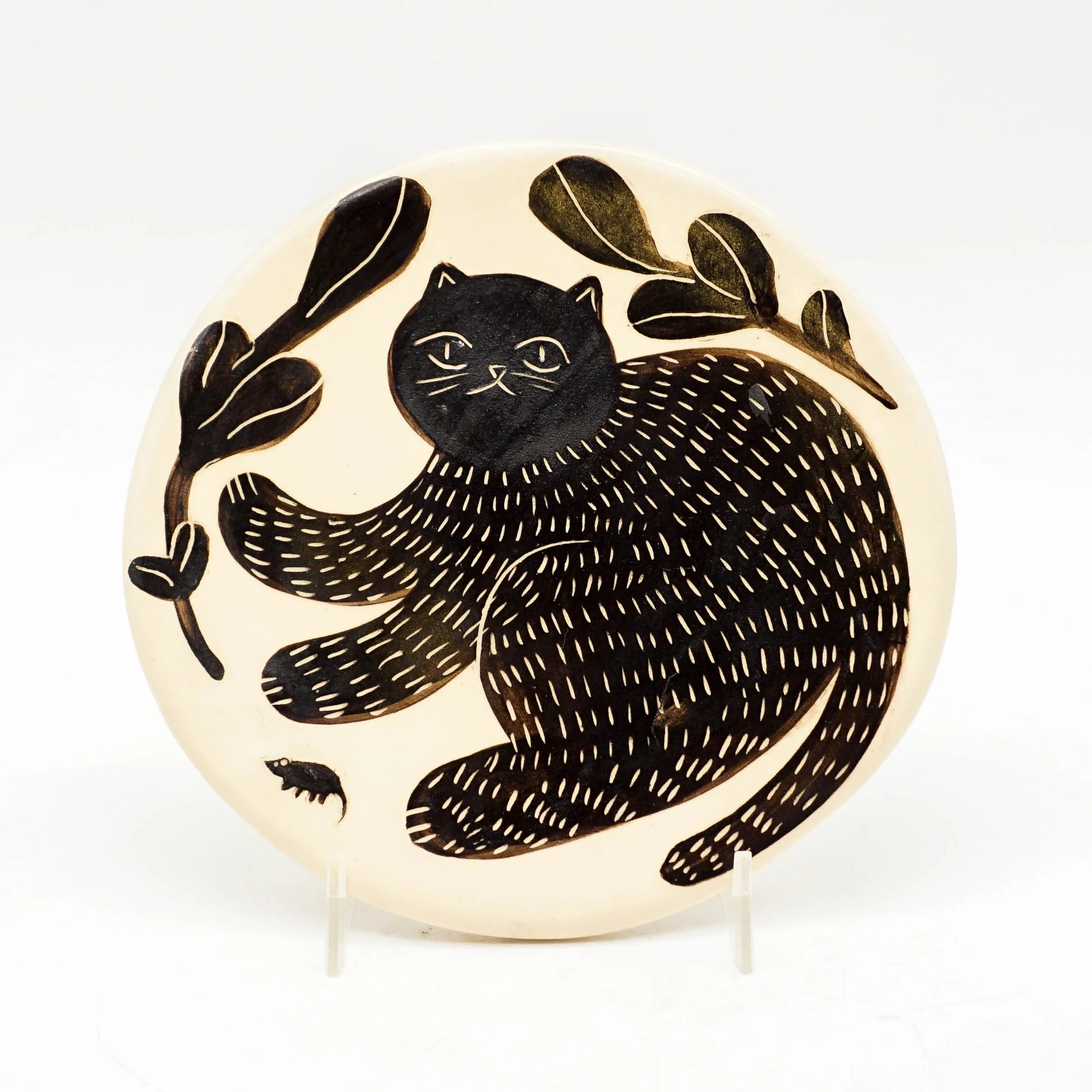 Sgraffito Cat Plate