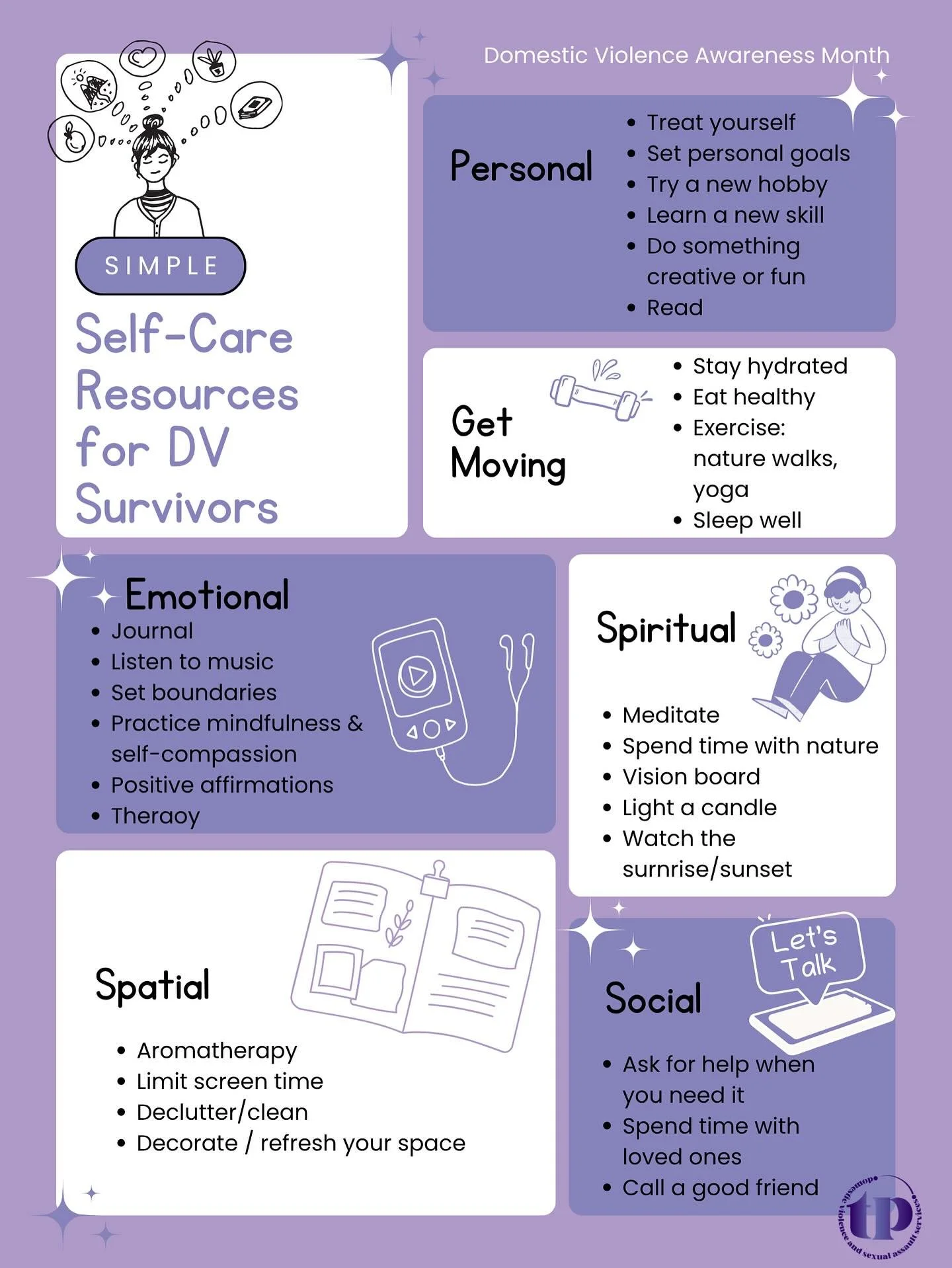 This #WellnessWednesday, explore these self-care resources designed to support domestic violence survivors in finding strength, balance, and peace one day at a time. 🍃 

#YouAreNotAlone #WellnessMatters #DVAwareness
