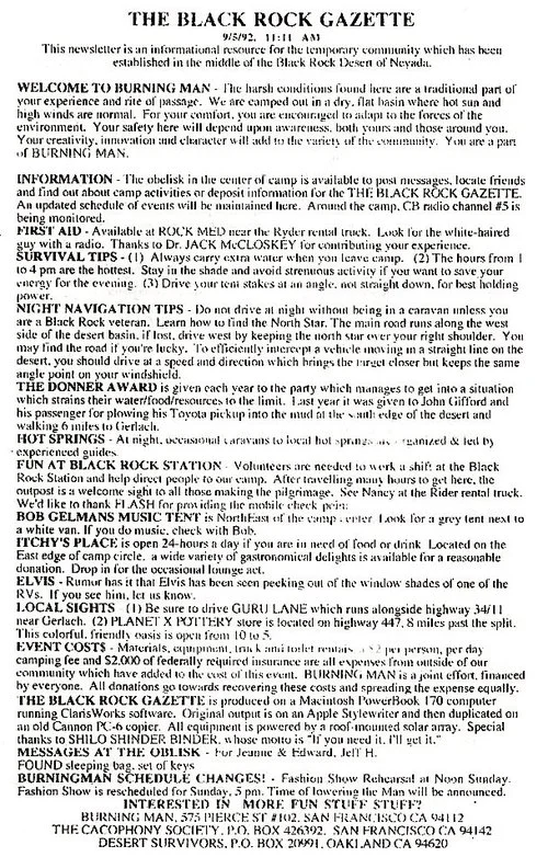 The First Black Rock Gazette