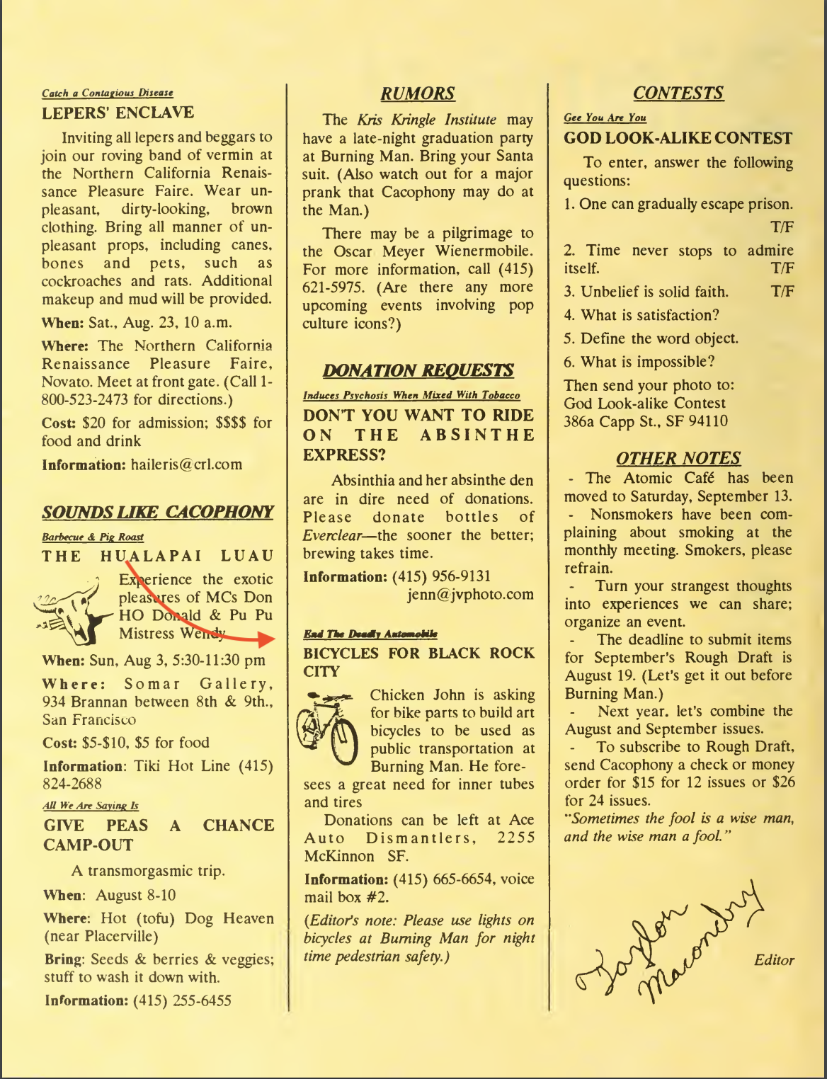 Aug 1997 - Bikes for Burning Man request.png