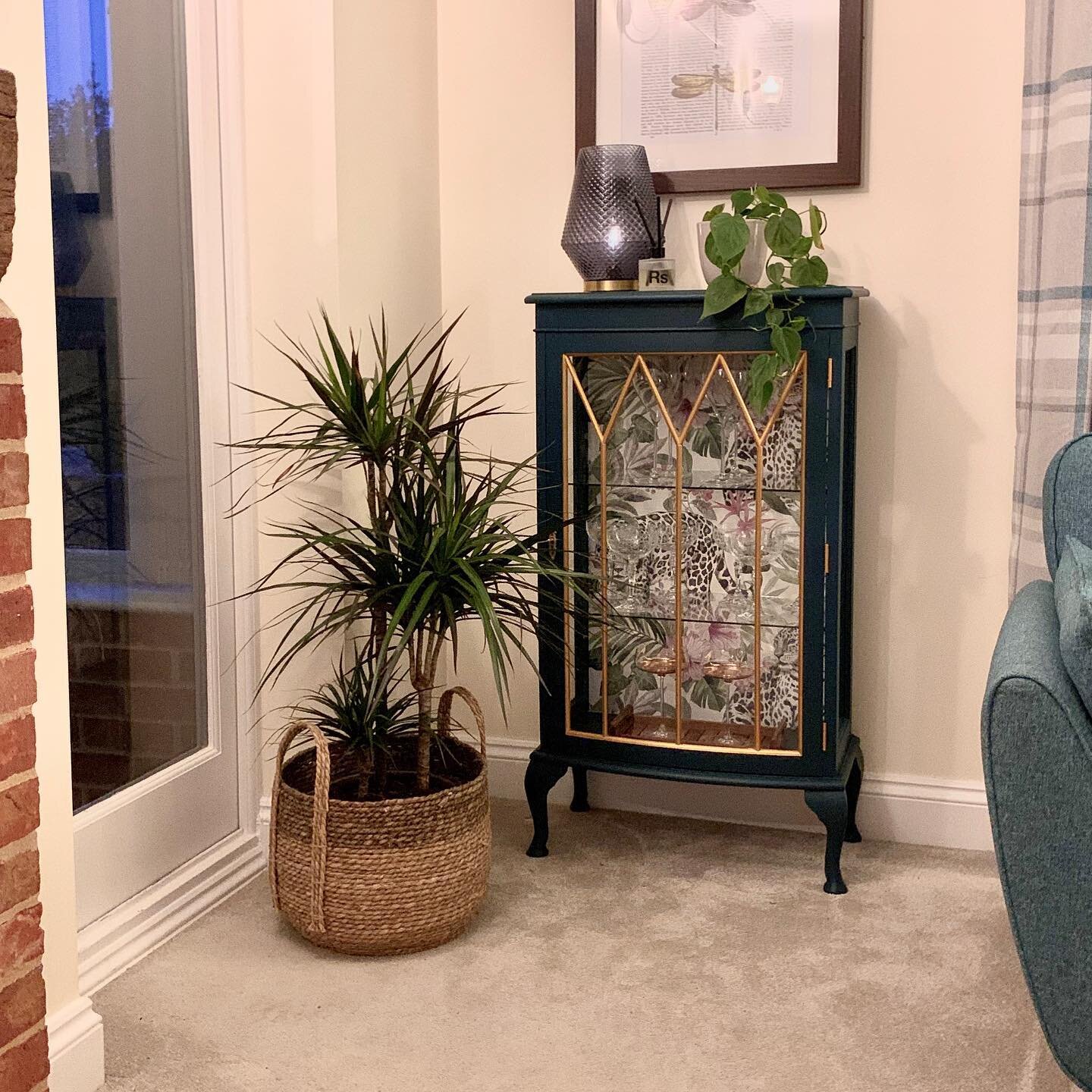 We took delivery of this amazing upcycled display cabinet from @reestored2019 this week so we&rsquo;ve had a little jig around in the lounge to put it in its rightful place. 
Now all I have to do is collect some more beautiful glasses to fill it...(a