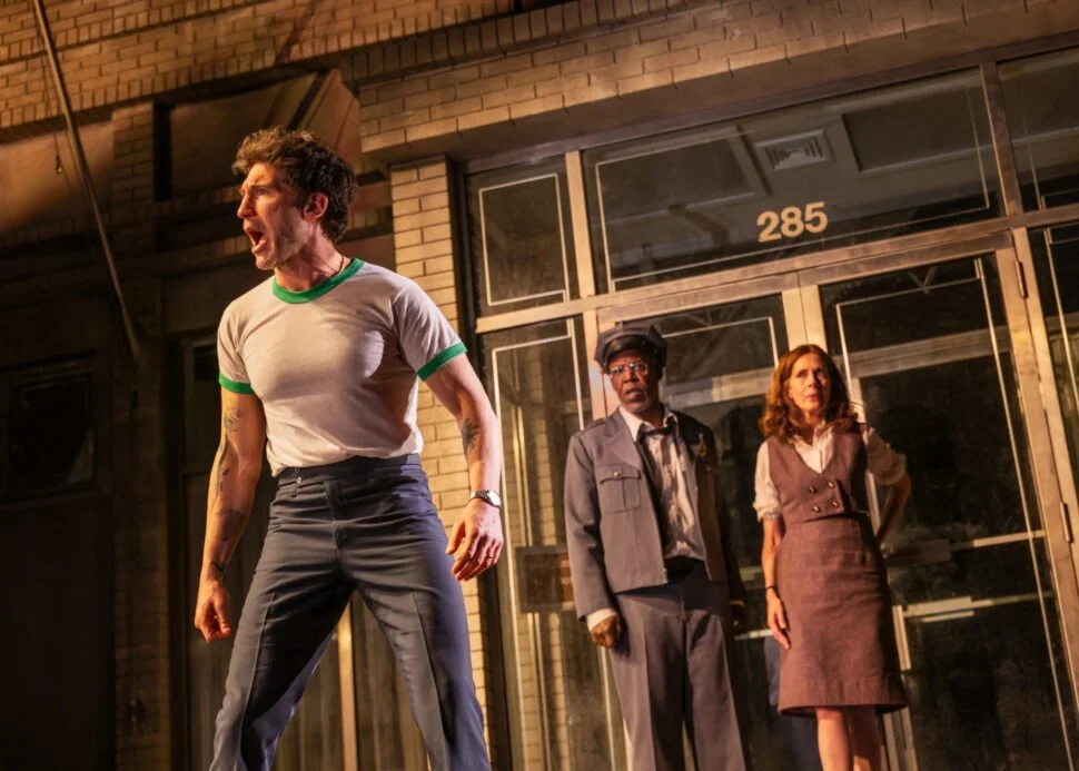  Jon Bernthal, Danny Johnson, and Jessica Hecht  in  Dog Day Afternoon,  Broadway  (Photo: Matthew Murphy and Evan Zimmerman) 