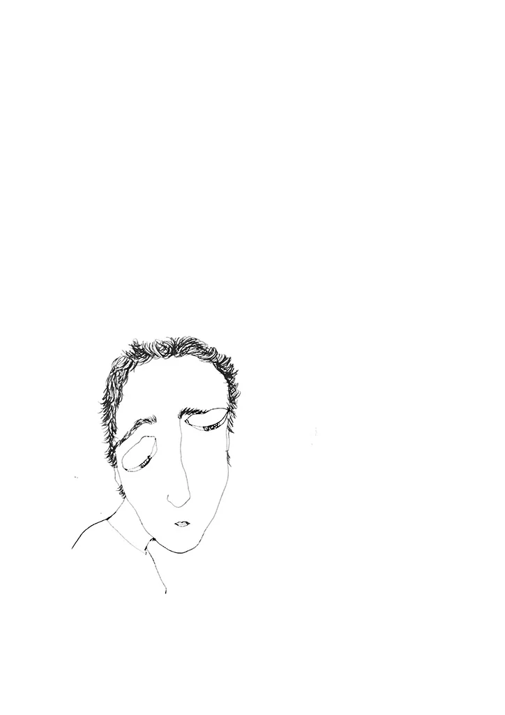 "Narcisse est dépressif", dessin, 2015, papier, encre, 25 x 18 cm.