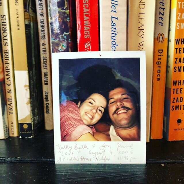 #firstphotochallenge #tbt back to 2005, taken with Stuart Woods&rsquo; Polaroid in our summer apartment at Hollis and Morris in Halifax, Nova Scotia. There are probably earlier photos but this one is always on our bookshelf anyway. Later that summer 