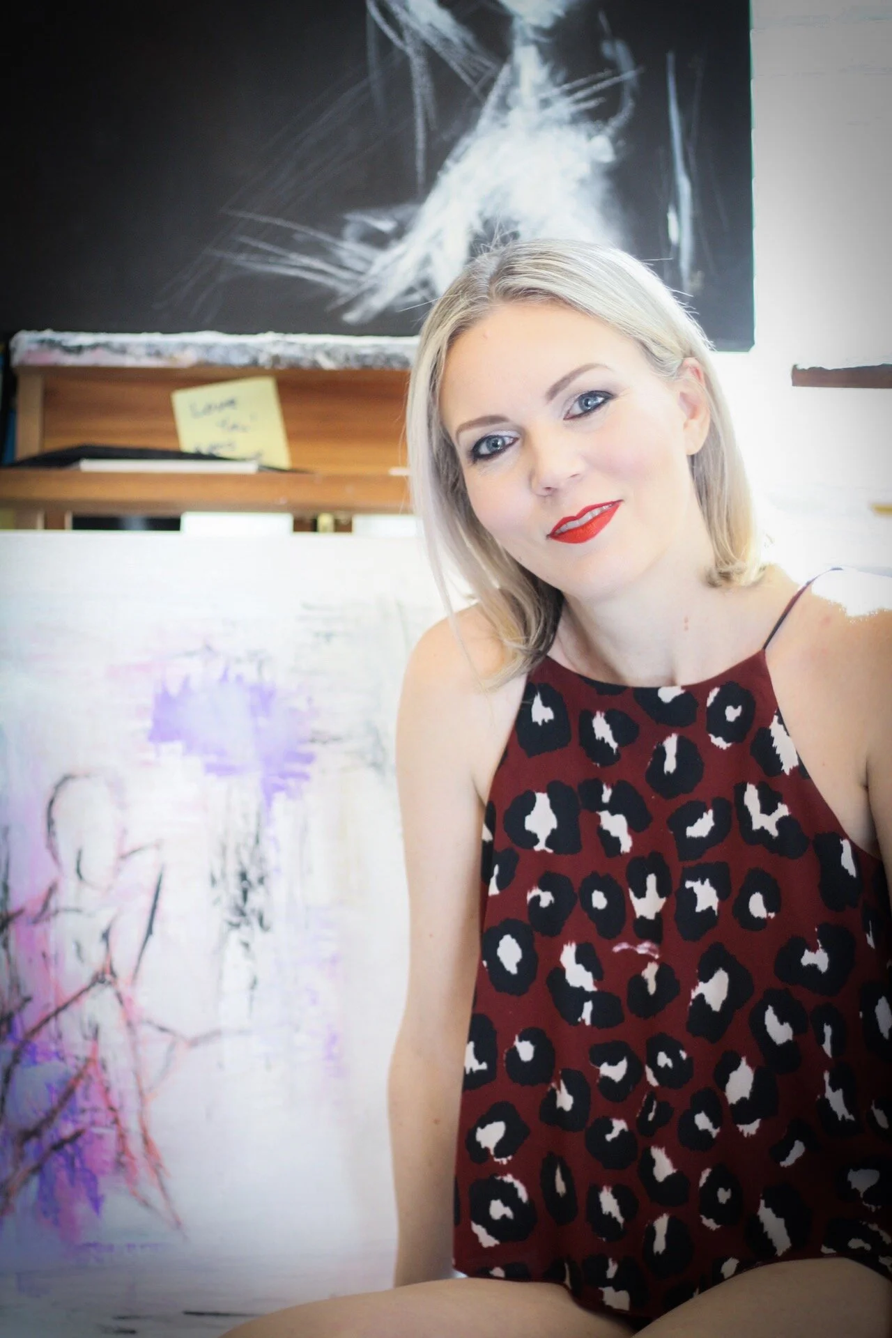 Eve in front of Easel PIC.JPG