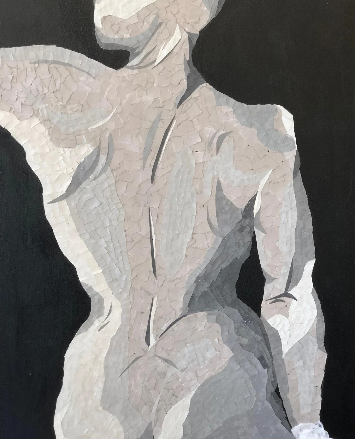 This piece just about killed me. ⁠
⁠
If you look up close you will see that this is a collage made of tiny pieces of paper glued to a canvas. ⁠
⁠
By the time I finally finished, the chemical makeup of my body was 95% Mod Podge &amp; 5% Never Again.⁠
