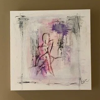 Interesting history behind this piece, which is hanging happily in its forever home ➡️ This canvas had about 8 different iterations before I finally screamed, &quot;I'm done! I cannot look at this canvas for another f*****g minute!&quot; One of my fa