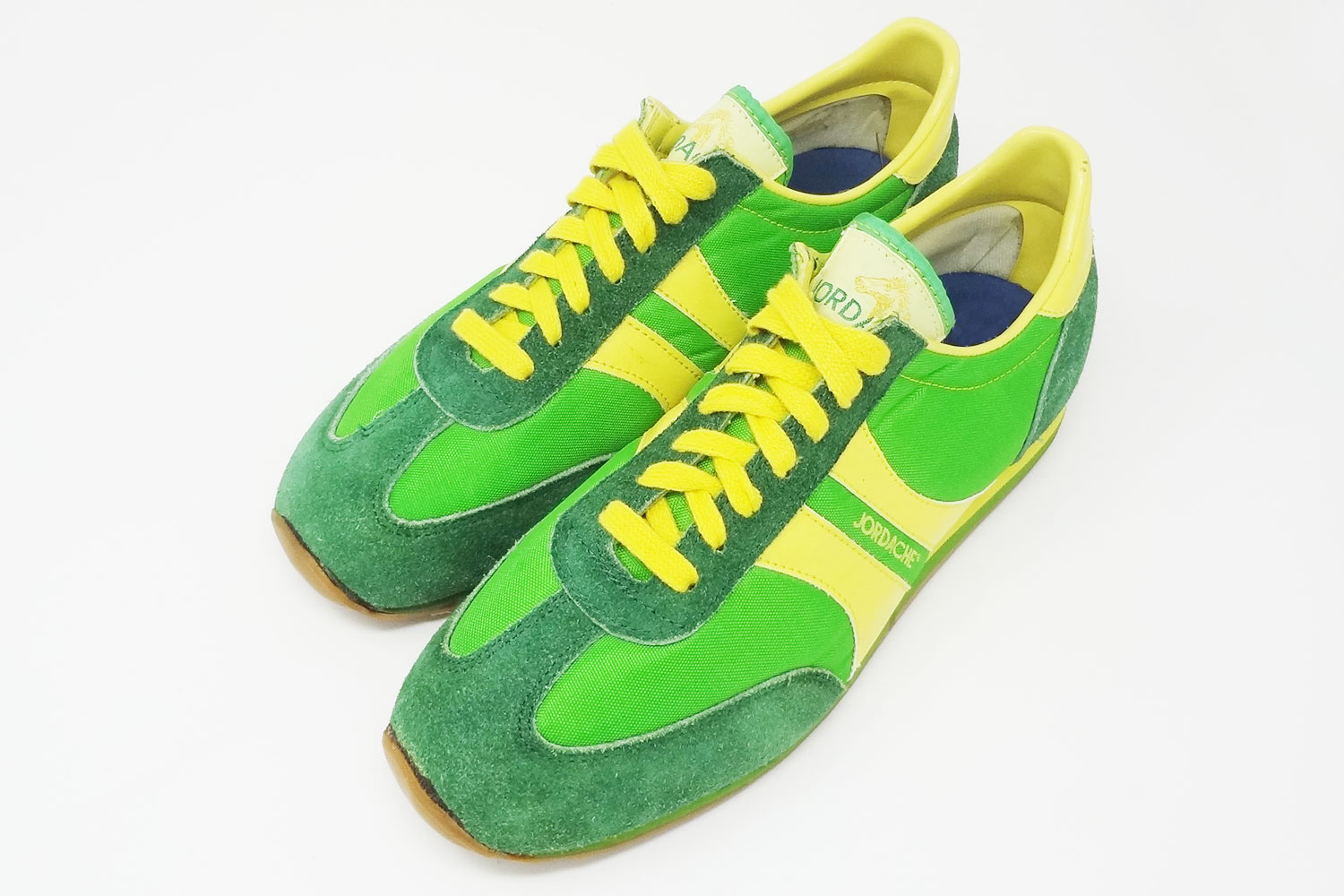 Retro Jordache green and yellow vintage sneakers @ The Deffest