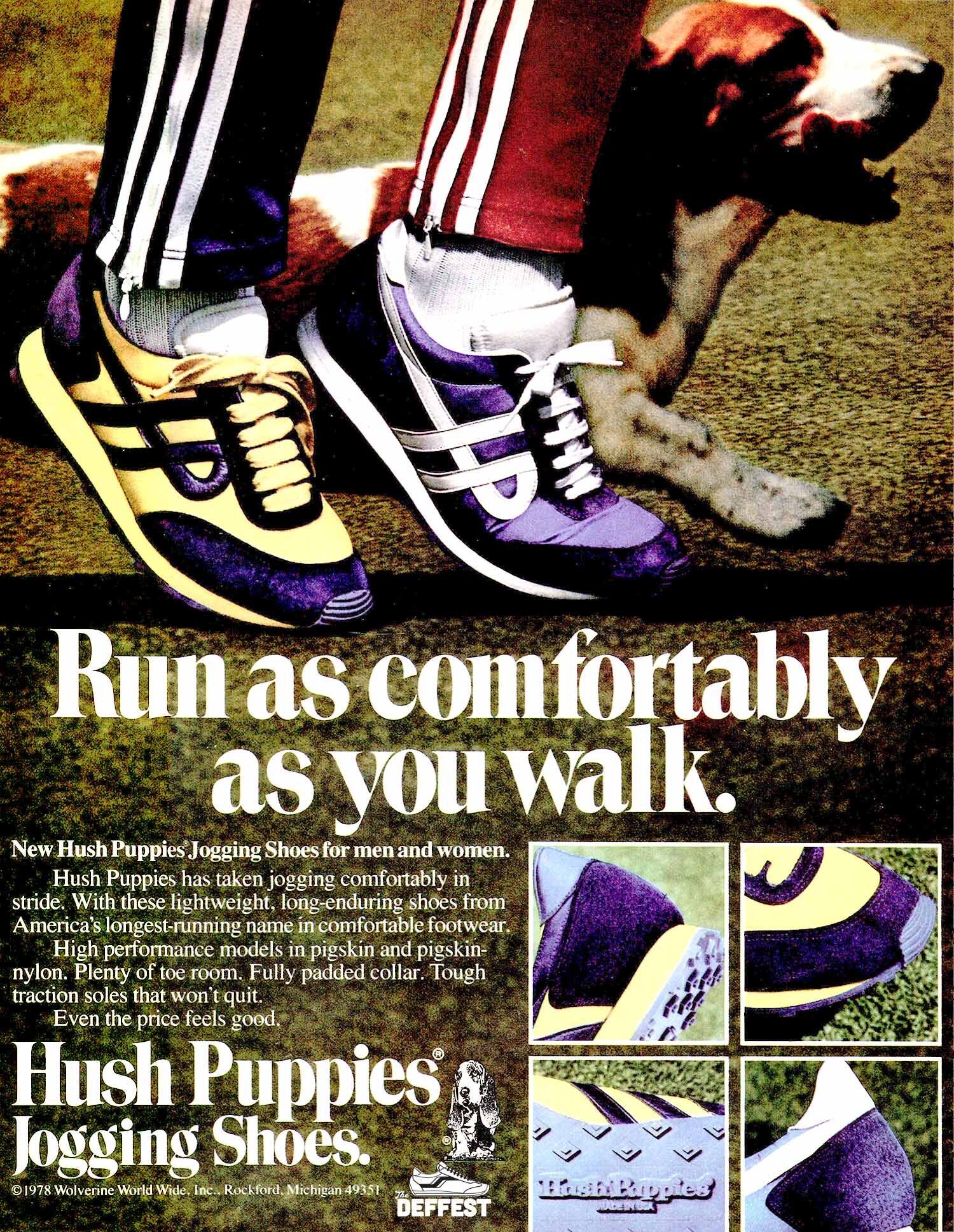 1980s Hush Puppies Shoes Shawnee Dog Rockford MI Vintage Magazine Print Ad 