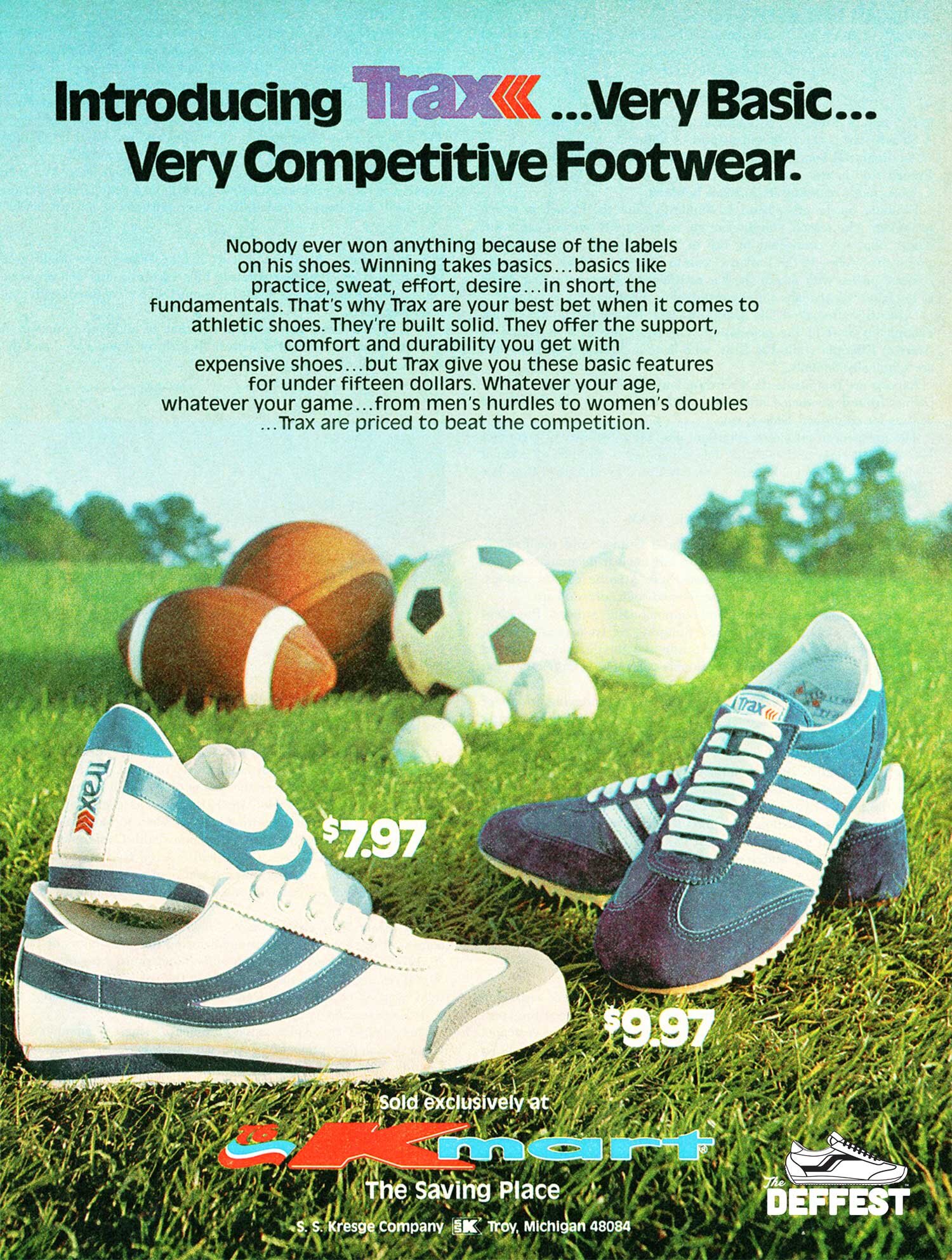 Trax by Kmart 1976 vintage sneaker ad