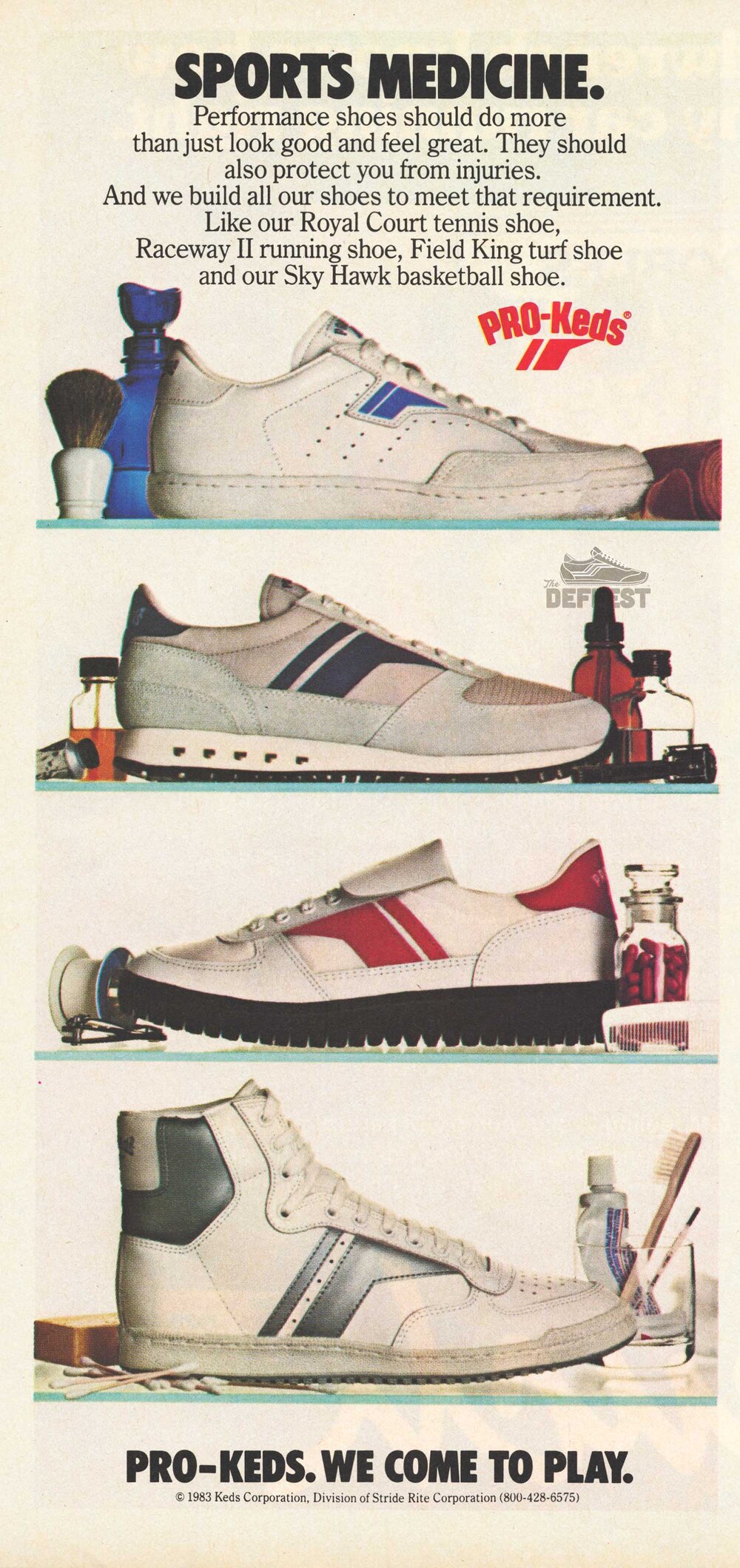 hebben zich vergist Stijgen balans The Deffest®. A vintage and retro sneaker blog. — Pro-Keds 1983 vintage  sneakers ad featuring the Royal Court, Raceway II, Field King and Sky Hawk