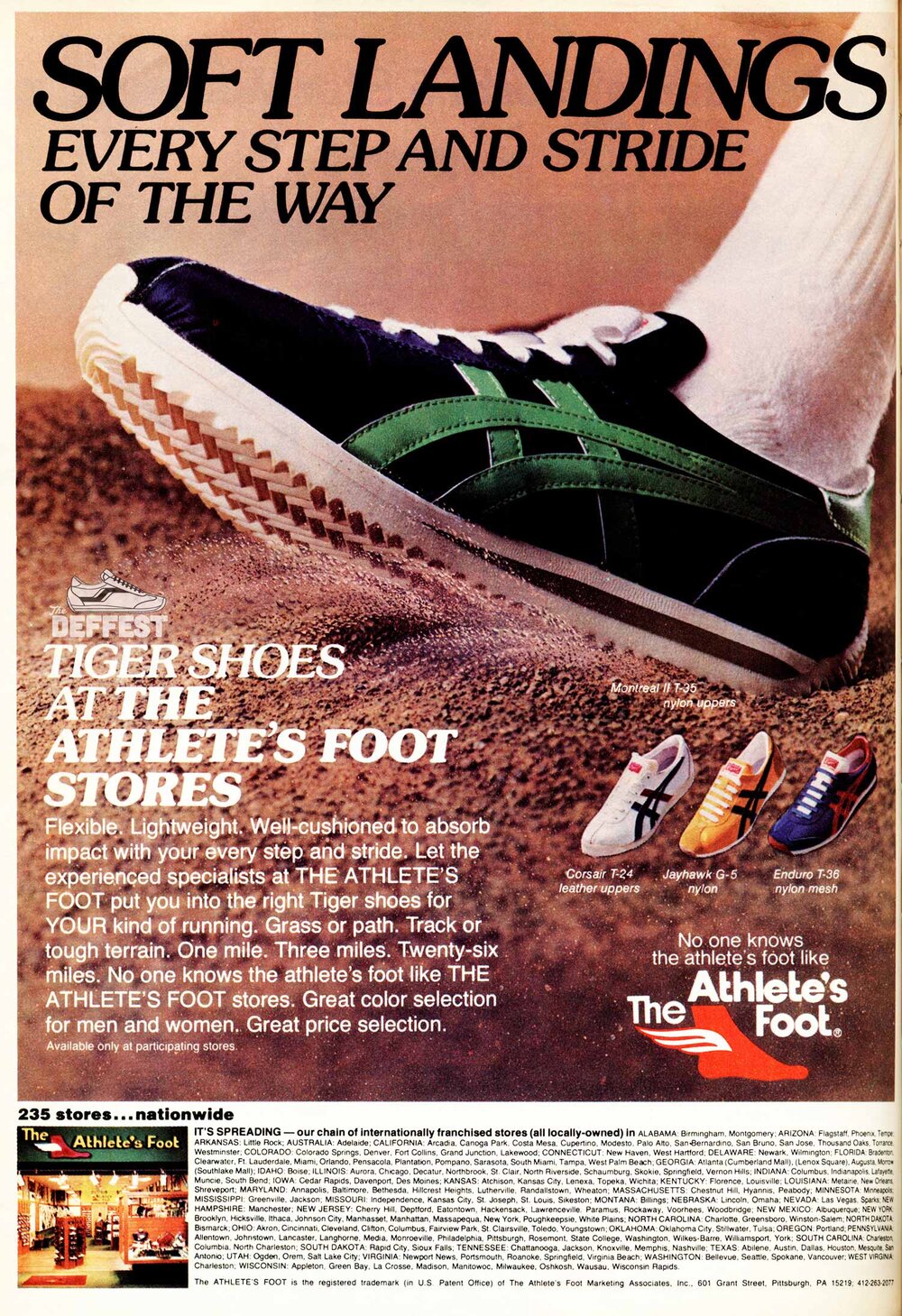 The Deffest®. A and retro sneaker blog. — Asics Onitsuka Tiger 1978 sneaker ad featuring Montreal II, Corsair, Jayhawk and Enduro