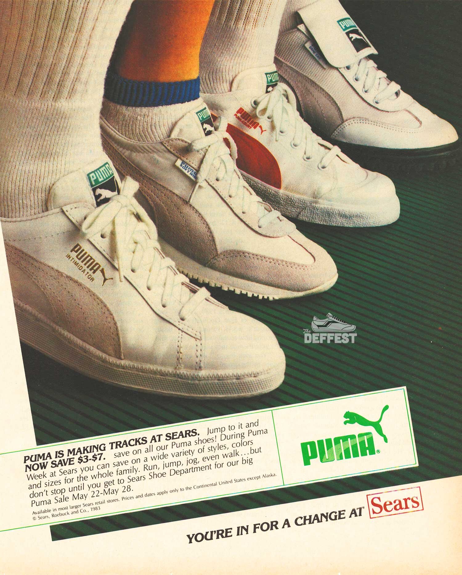 The Deffest®. A and retro sneaker blog. — Puma Week 1983 vintage sneaker ad featuring the Intimidator, Soft Rider, Puma Court, and Game Cat