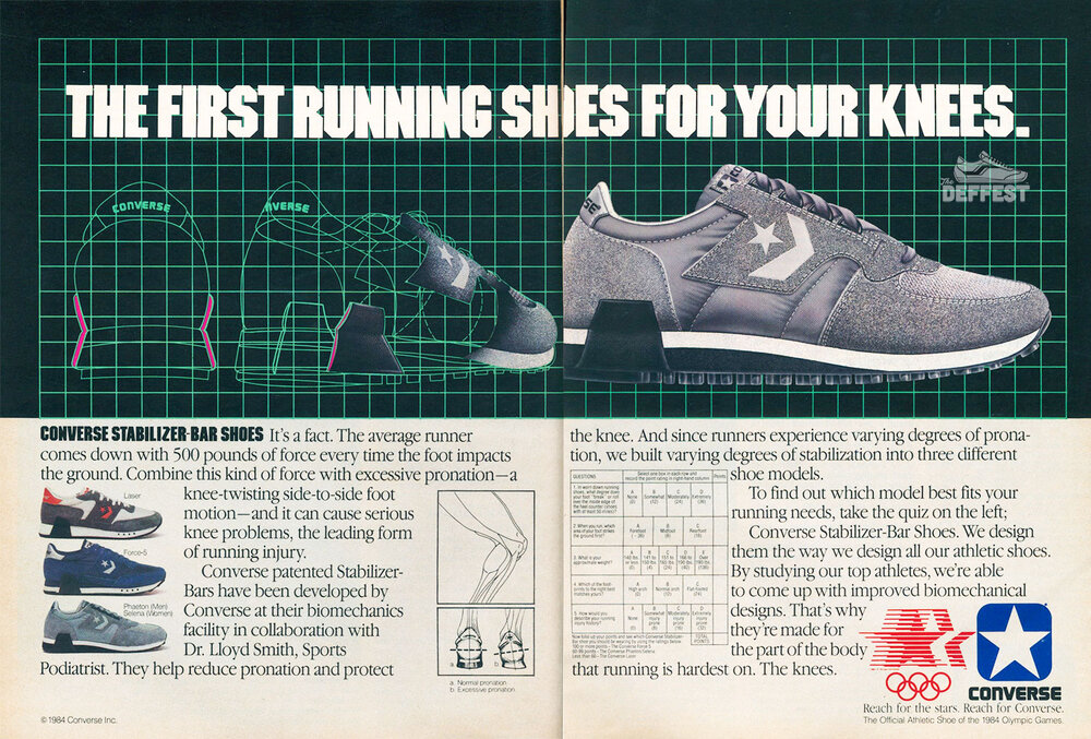 The Deffest®. A vintage and retro sneaker blog. — Converse 1984 vintage  sneaker ad for the Laser, Force-5 and Phaeton