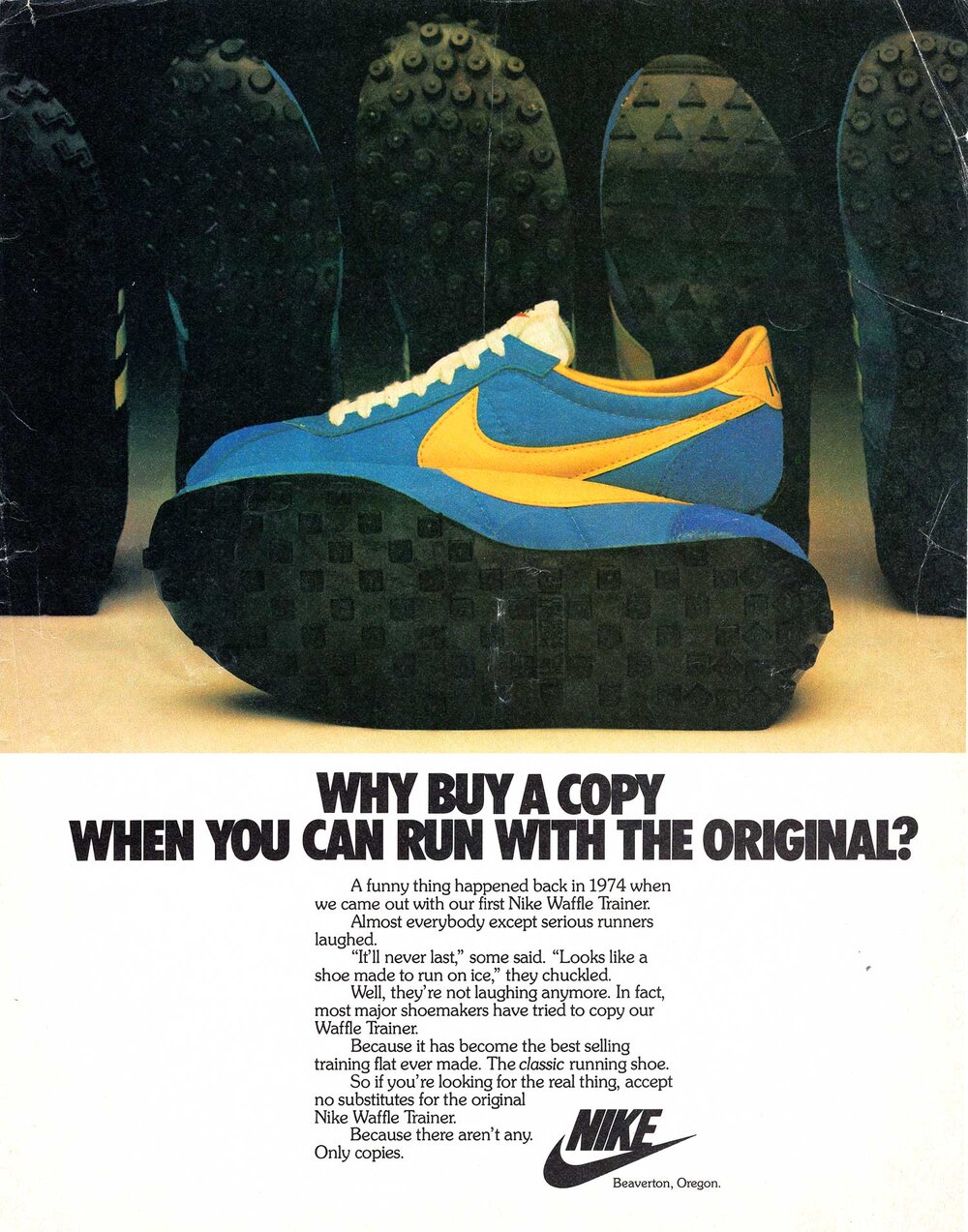 agencia Ilegible Polvoriento The Deffest®. A vintage and retro sneaker blog. — Nike Waffle Trainer 1979  vintage sneaker ad