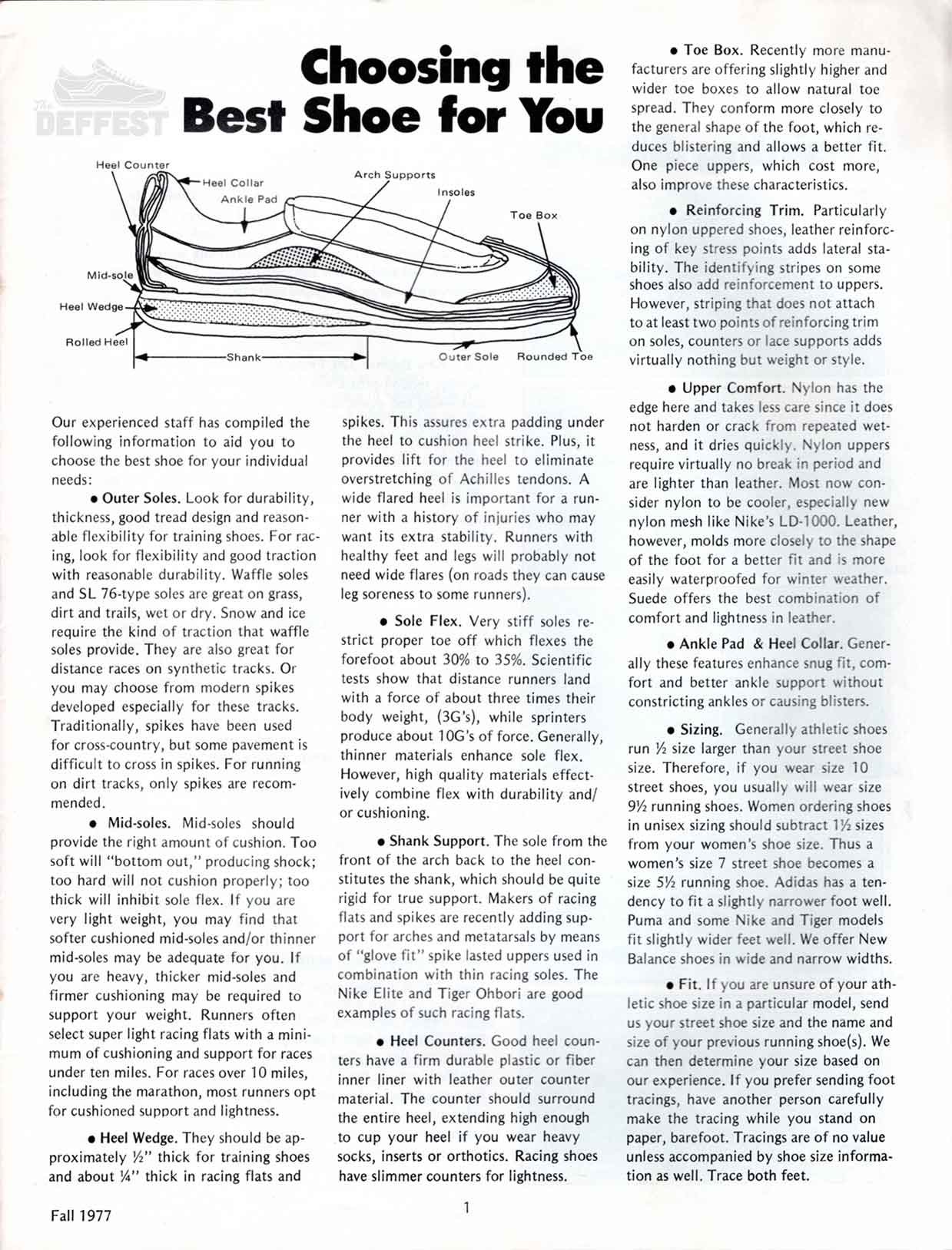 Starting Line Sports 'The Complete Runner's Catalog' Fall 1977 Article