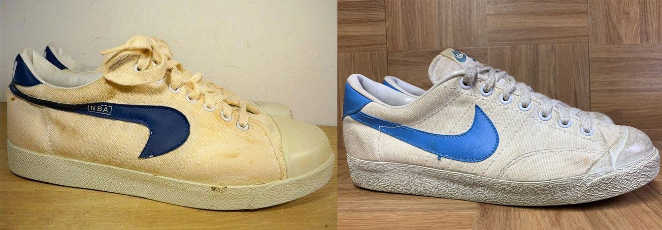 The Deffest®. A vintage and retro sneaker blog. — Kinney NBA 1977 upside  down swoosh vintage sneakers