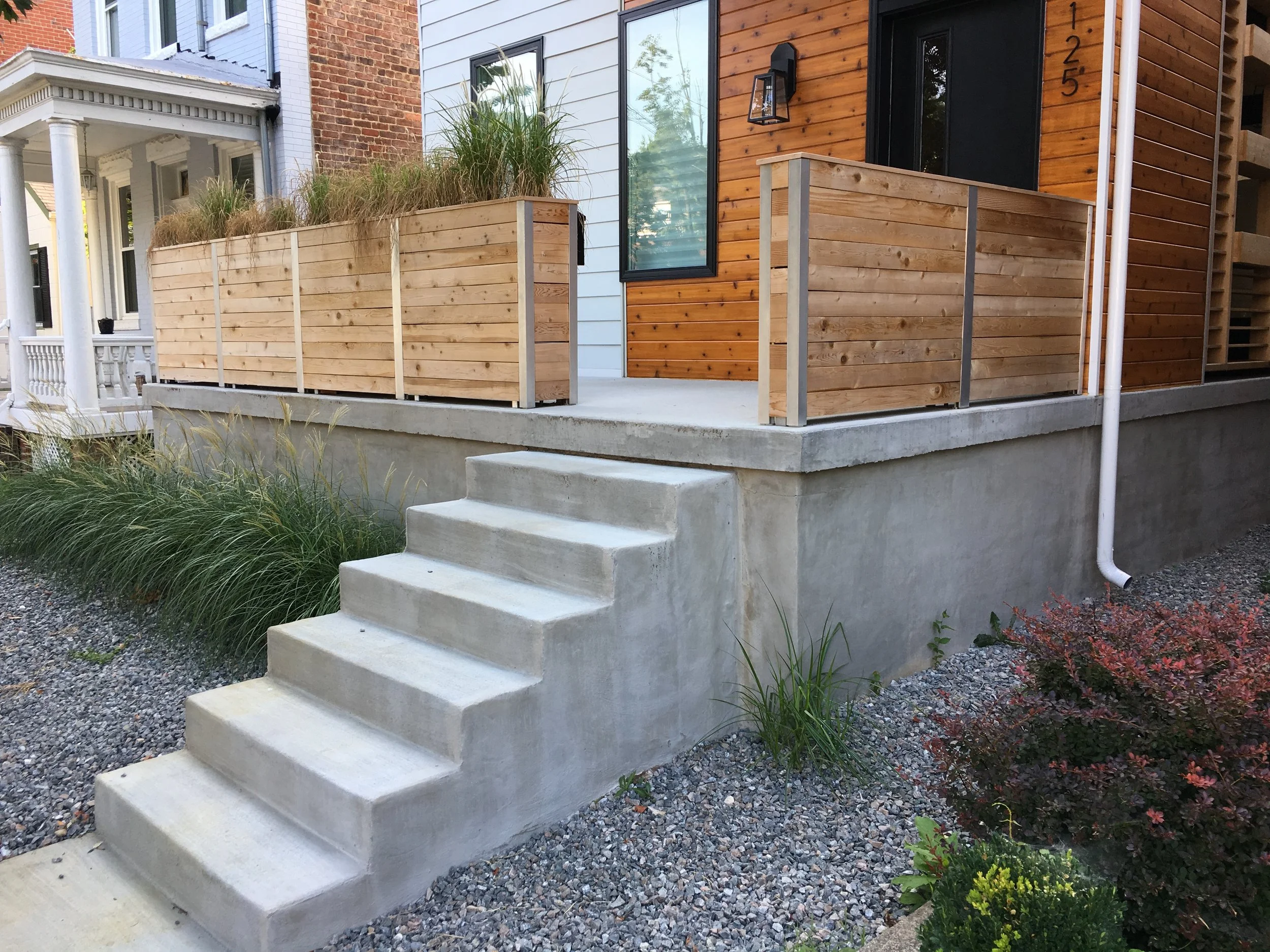 Custom handrail planter boxes