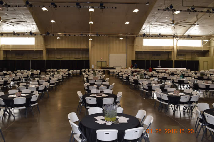 Dinner tables in a large room