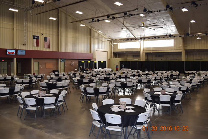 Dinner tables at event