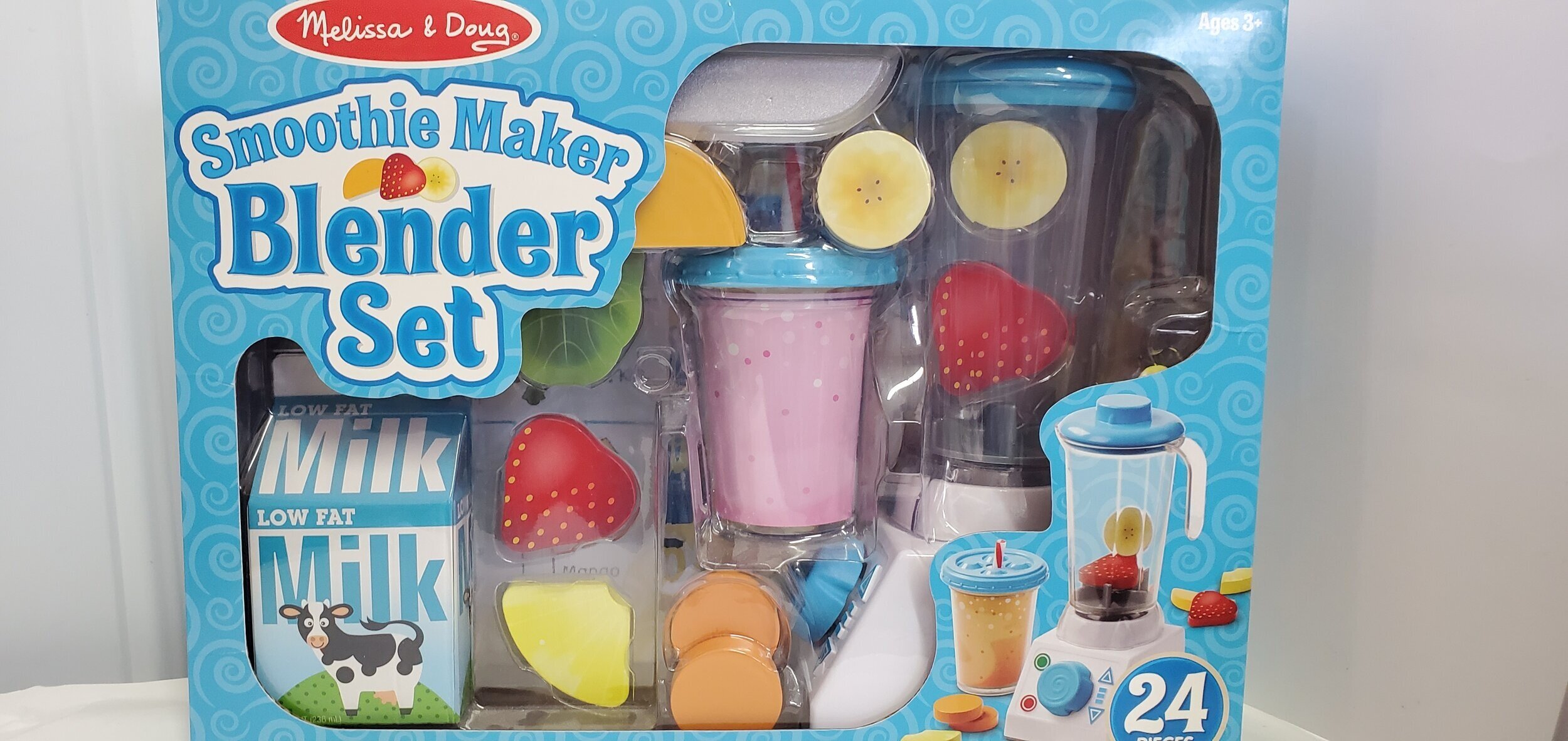Melissa & Doug Wooden Smoothie Maker Blender Set with Play Food (24 Pcs)
