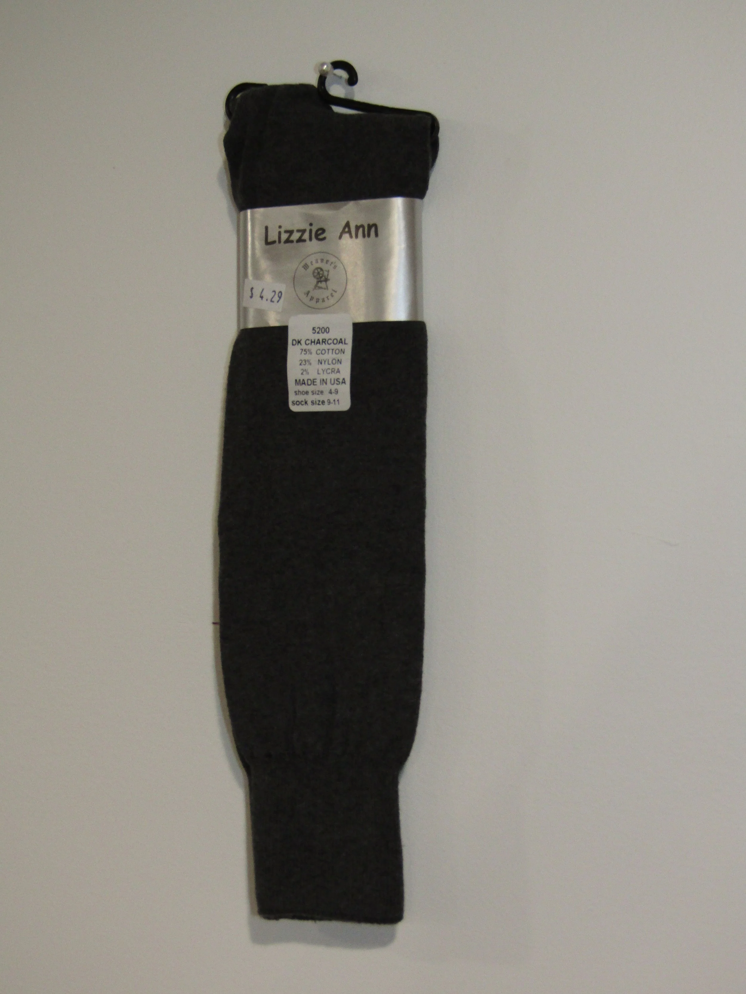 "Lizzie Ann" Dark Charcoal Sock