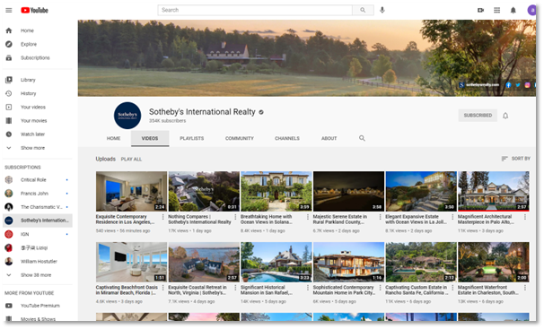 Video: Sotheby’s International Realty YouTube Channel