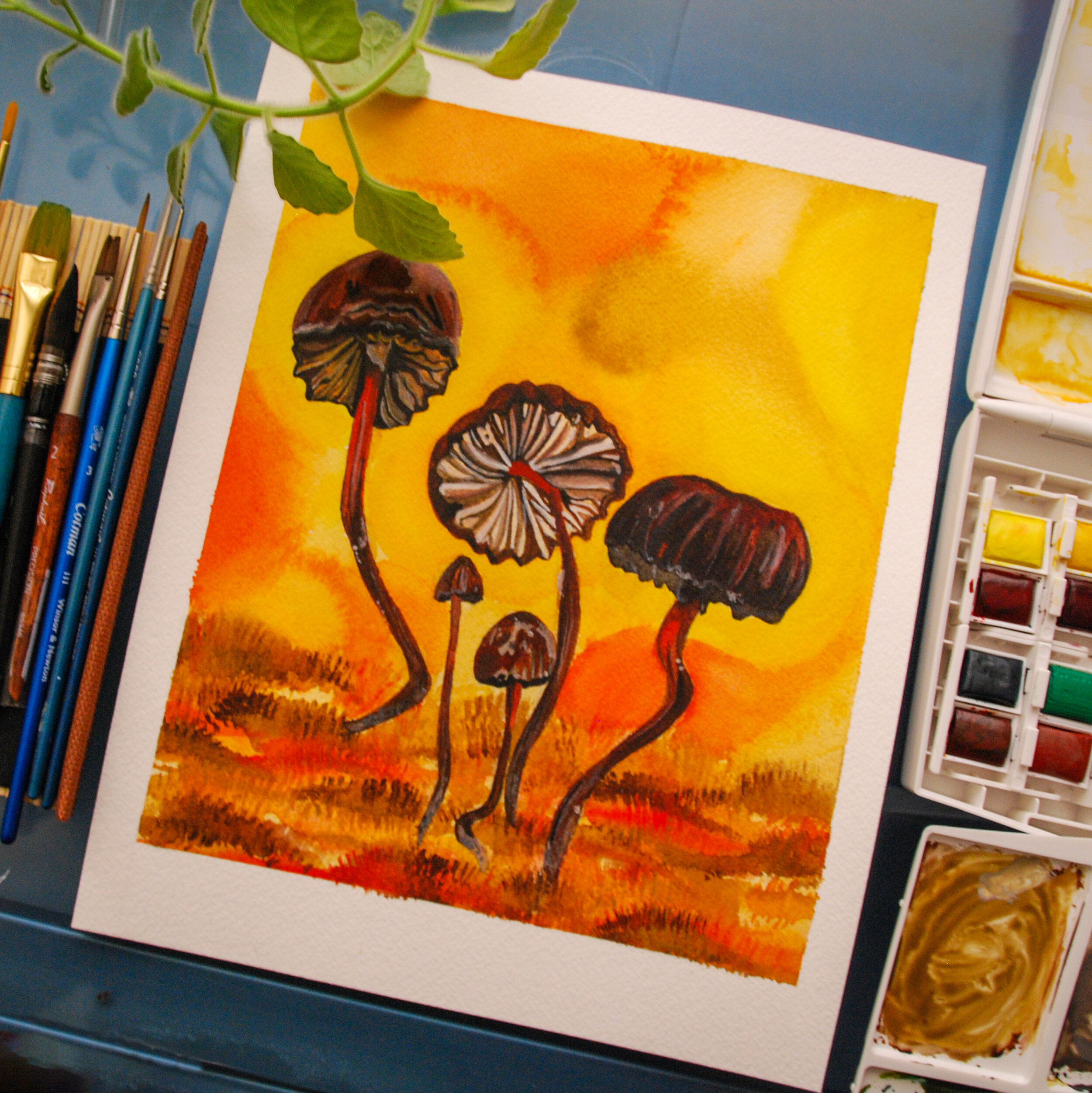 Verna, Jacquelene Cristina_Too small to eat, but lovely to behold_Marasmius Plicatus_Watercolor on cotton paper_2020.jpg