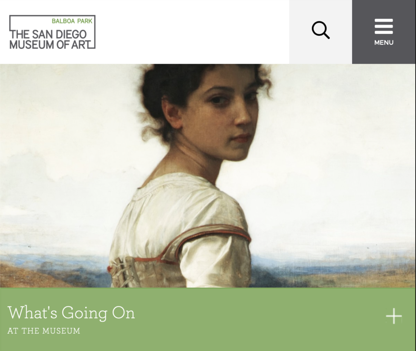 Landing page of The San Diego Museum of Art's website