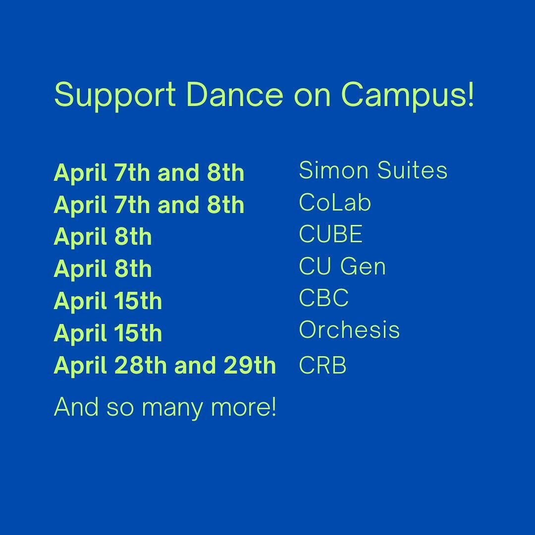 It&rsquo;s show season! Go support all of the awesome dance groups on campus. Here are a few of the shows happening in the next few weeks. 

Comment other dance groups&rsquo; shows below.