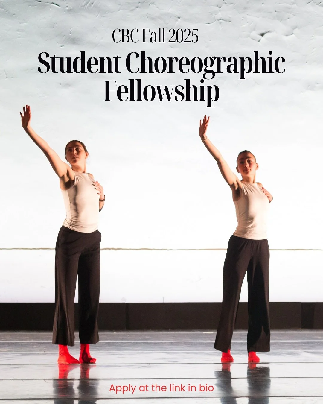 Apply now for this exciting opportunity!

Photo from &ldquo;tie &amp; untie&rdquo; by @tatiana.heintz, spring 2025 student choreographic fellow