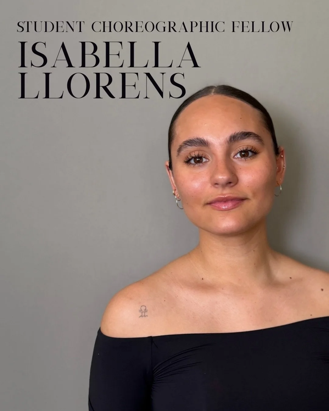 Our final choreographer is @isabellallorens! 
We are proud to continue supporting student artistic innovation through the student choreographic fellowship. Throughout this semester, Isabella will make an original work on CBC dancers under the mentors