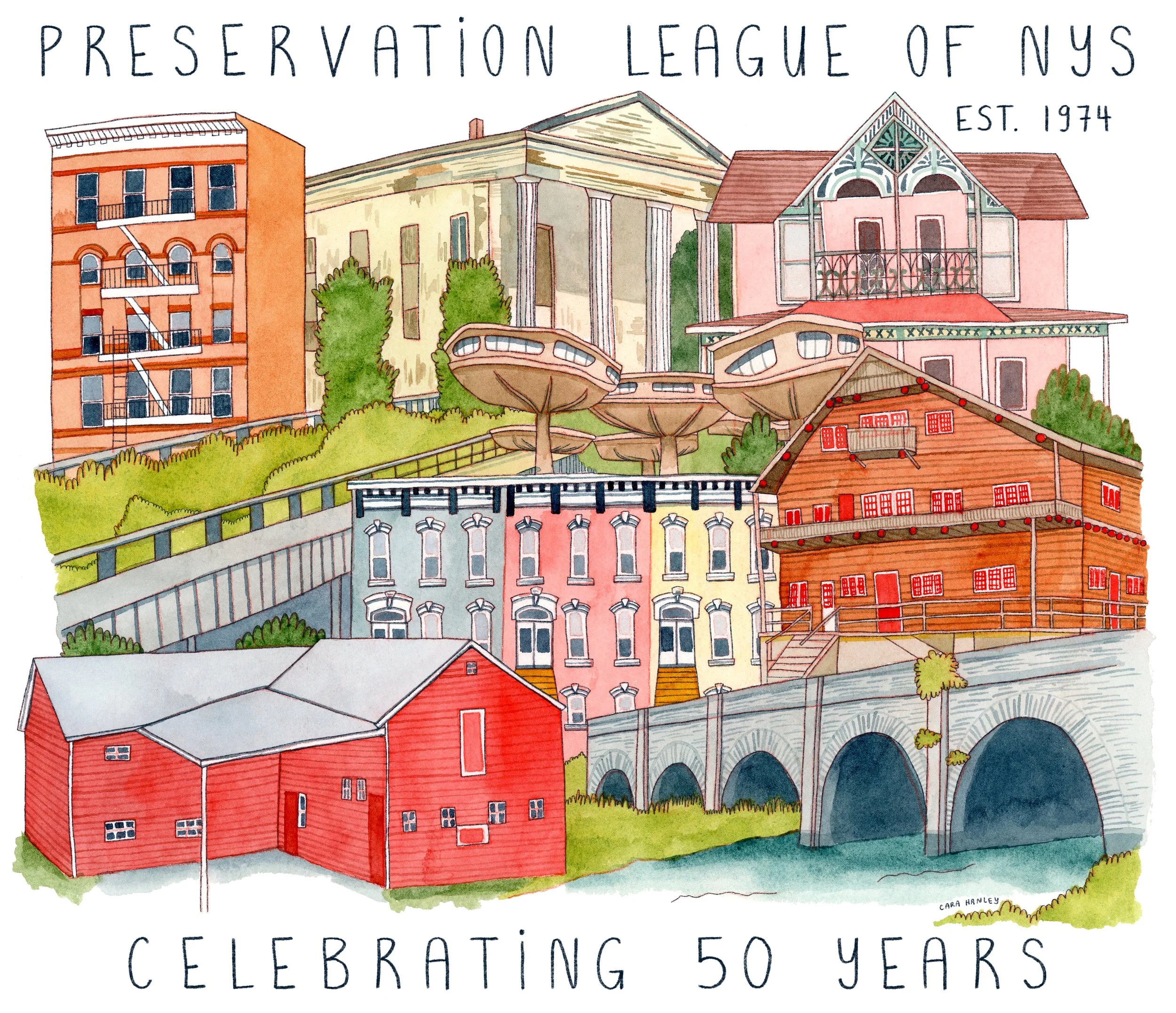 Artwork for the Preservation League's 50th Anniversary