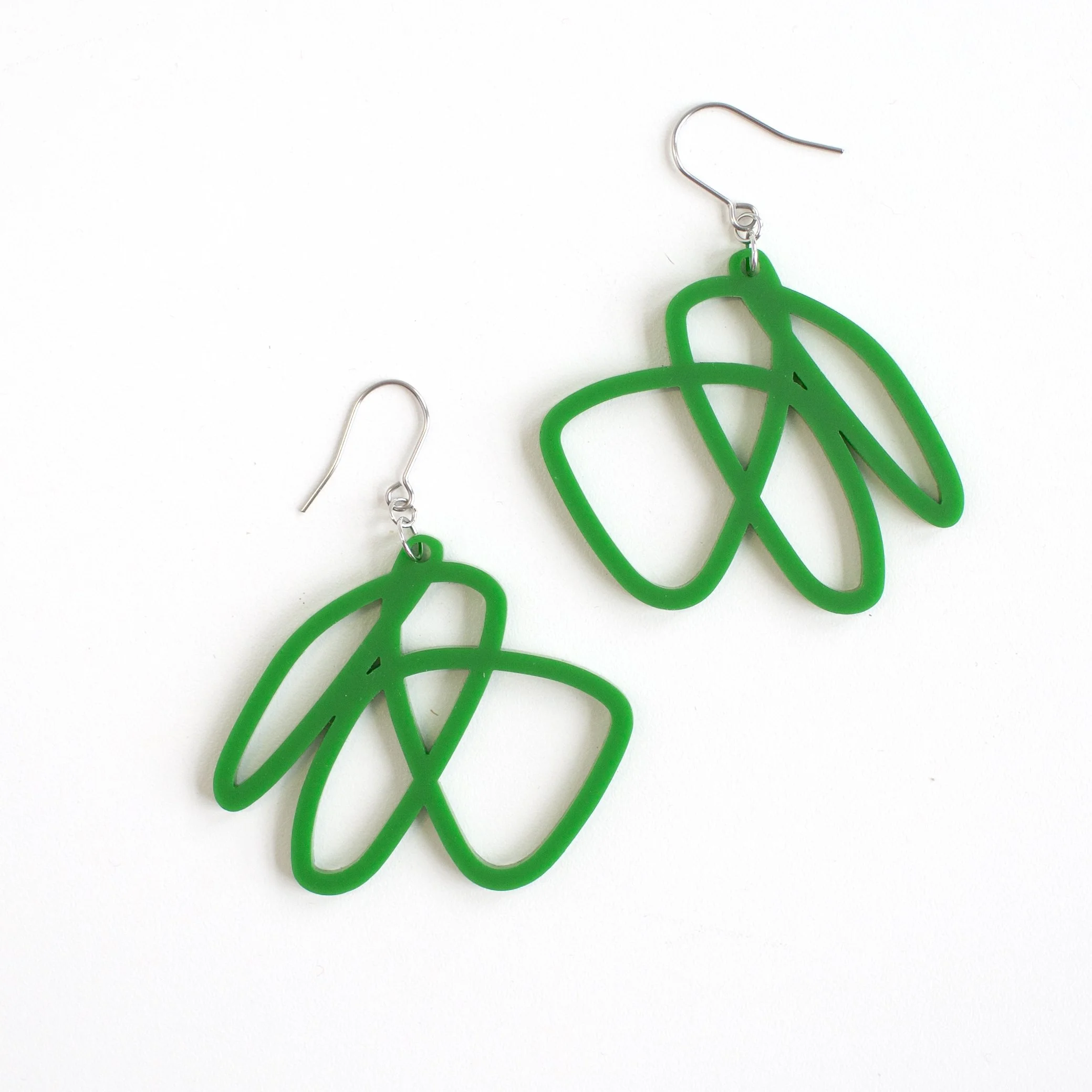 Scribble Earrings in Matte Green