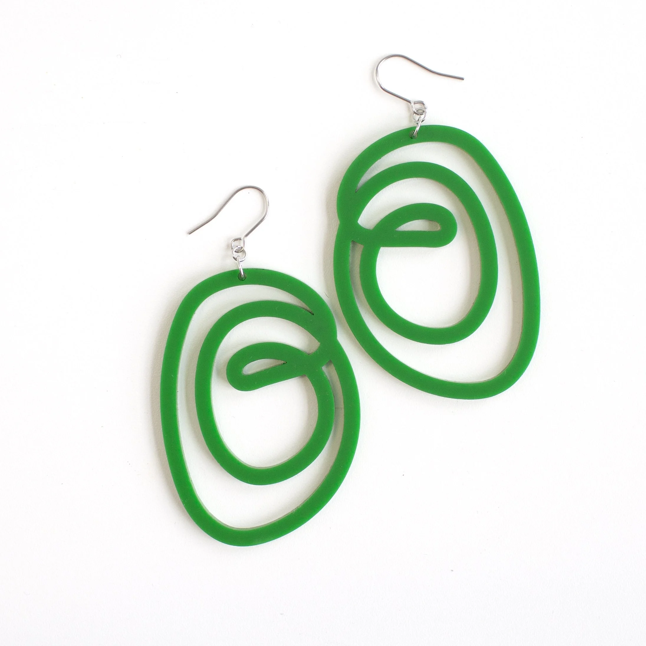 XXL Scribble Earrings in Matte green