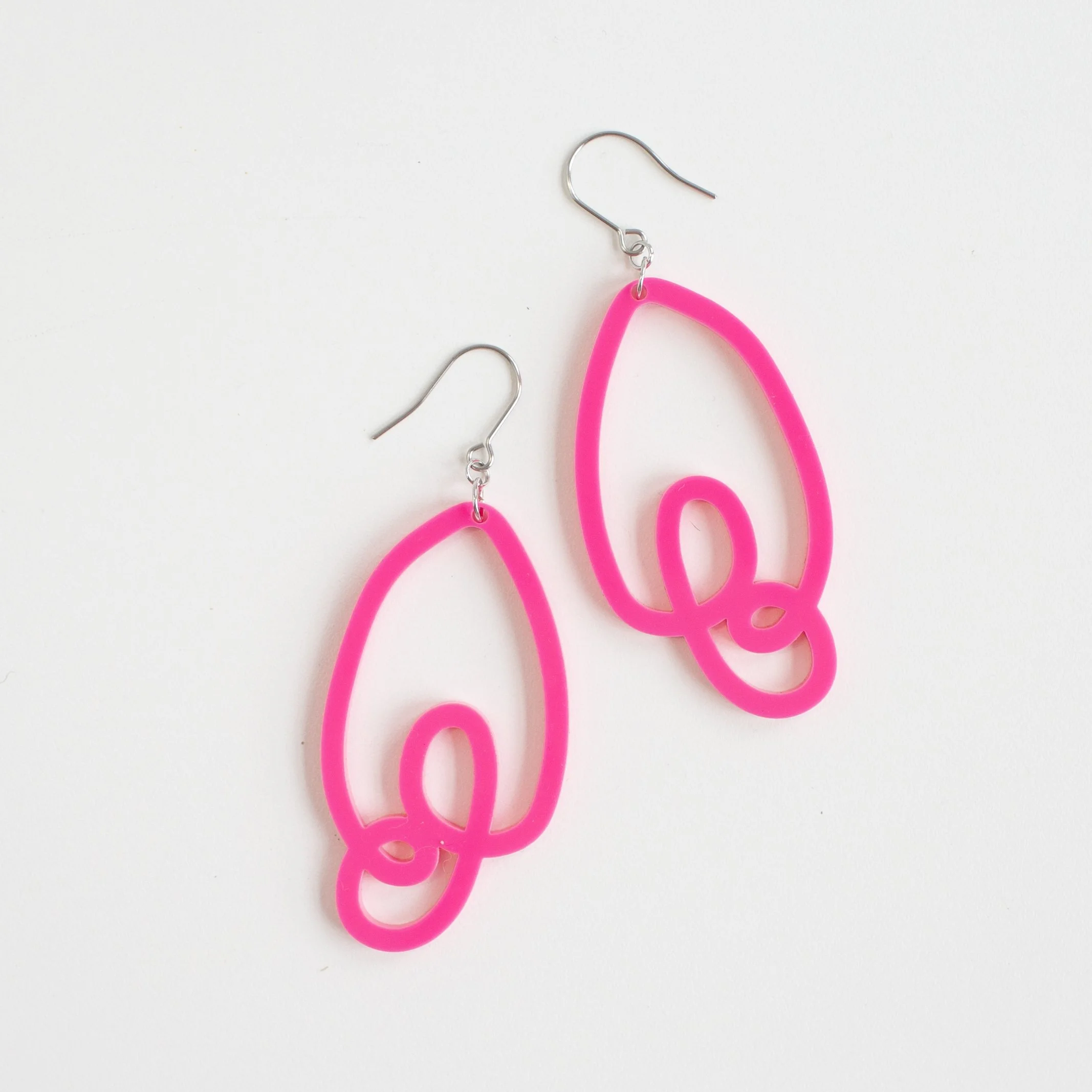 Scribble Earrings in Fluorescent Pink